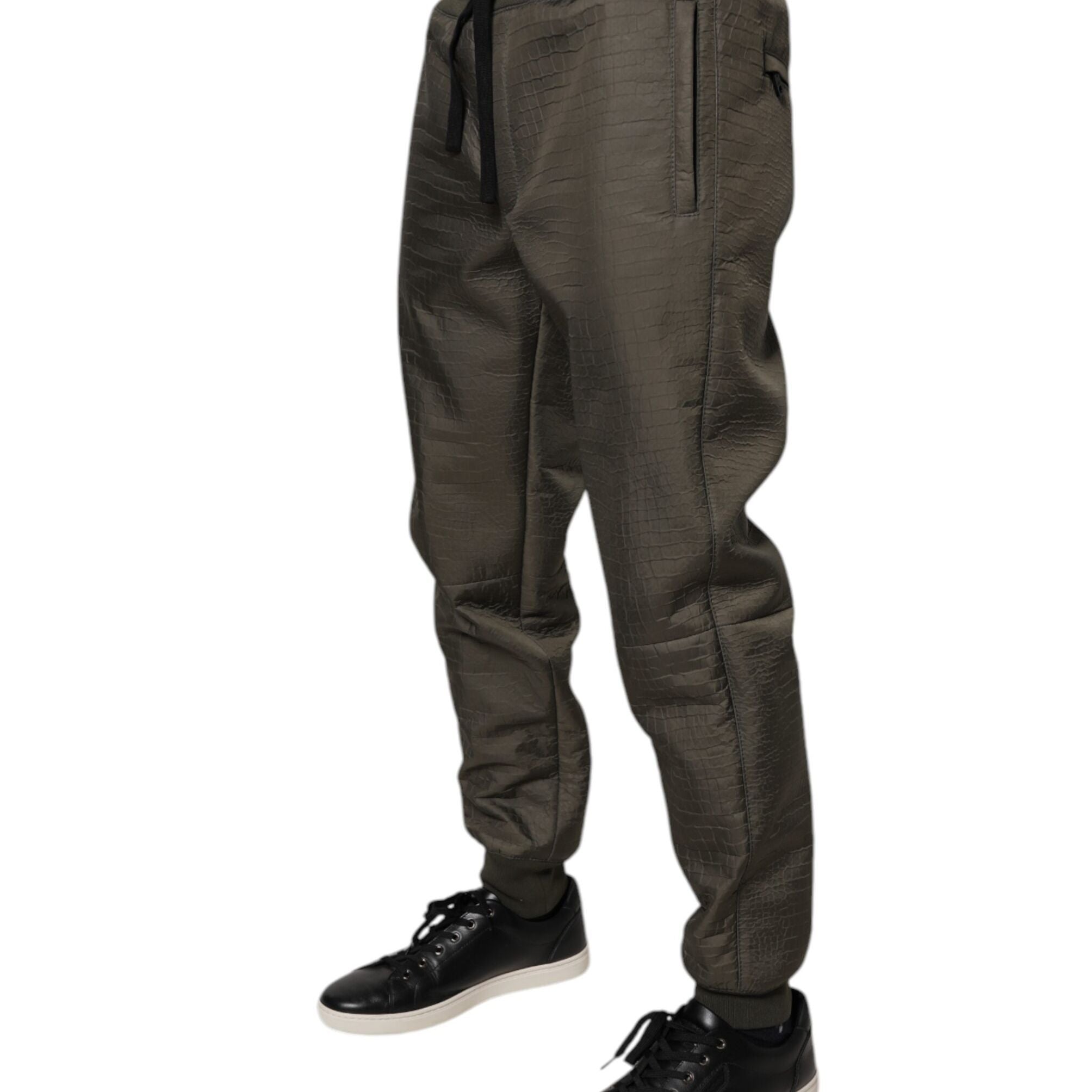 Dolce & Gabbana Brown Lambskin Leather Men Sweatpants Pants