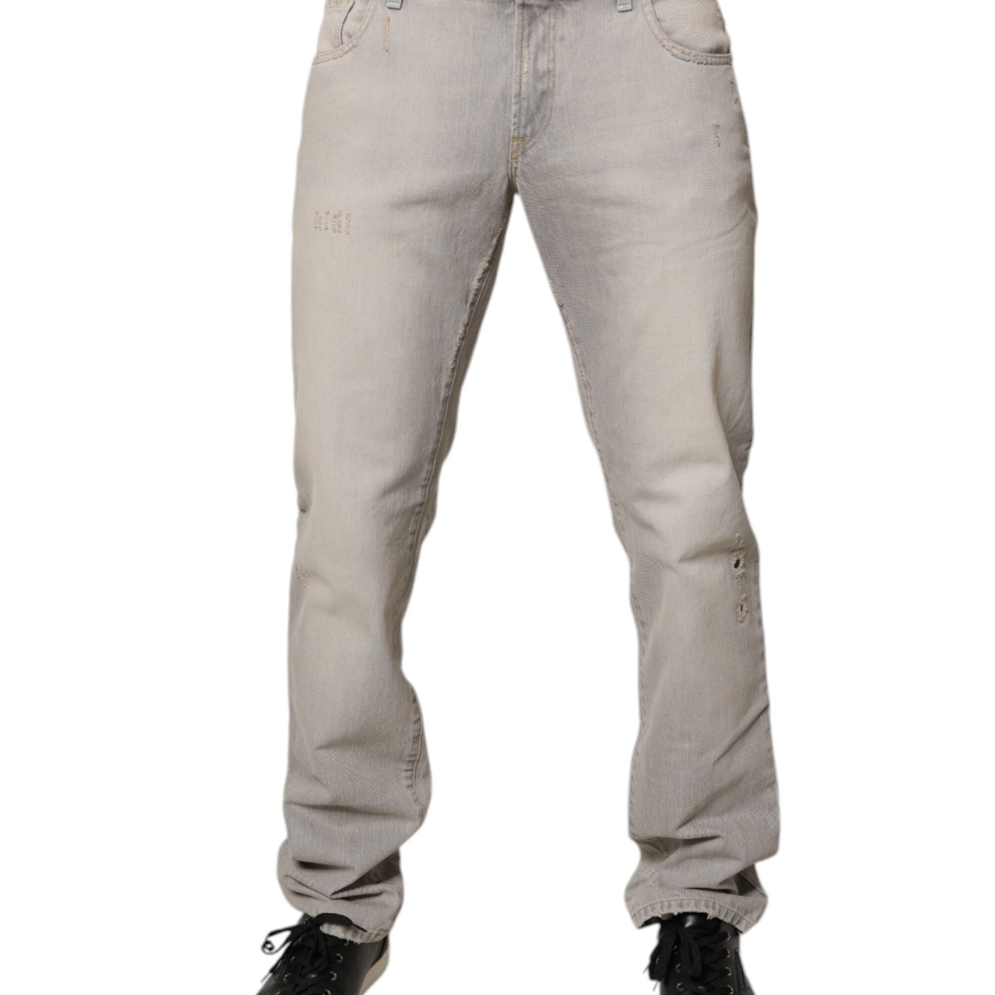 Dolce & Gabbana Light Gray Cotton Skinny Denim Jeans