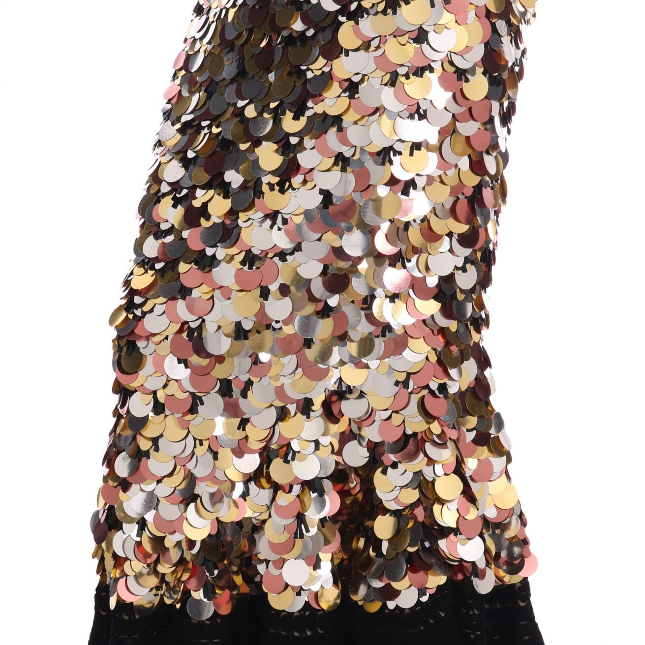 Dolce & Gabbana Gold Sequined Peplum High Waist Skirt