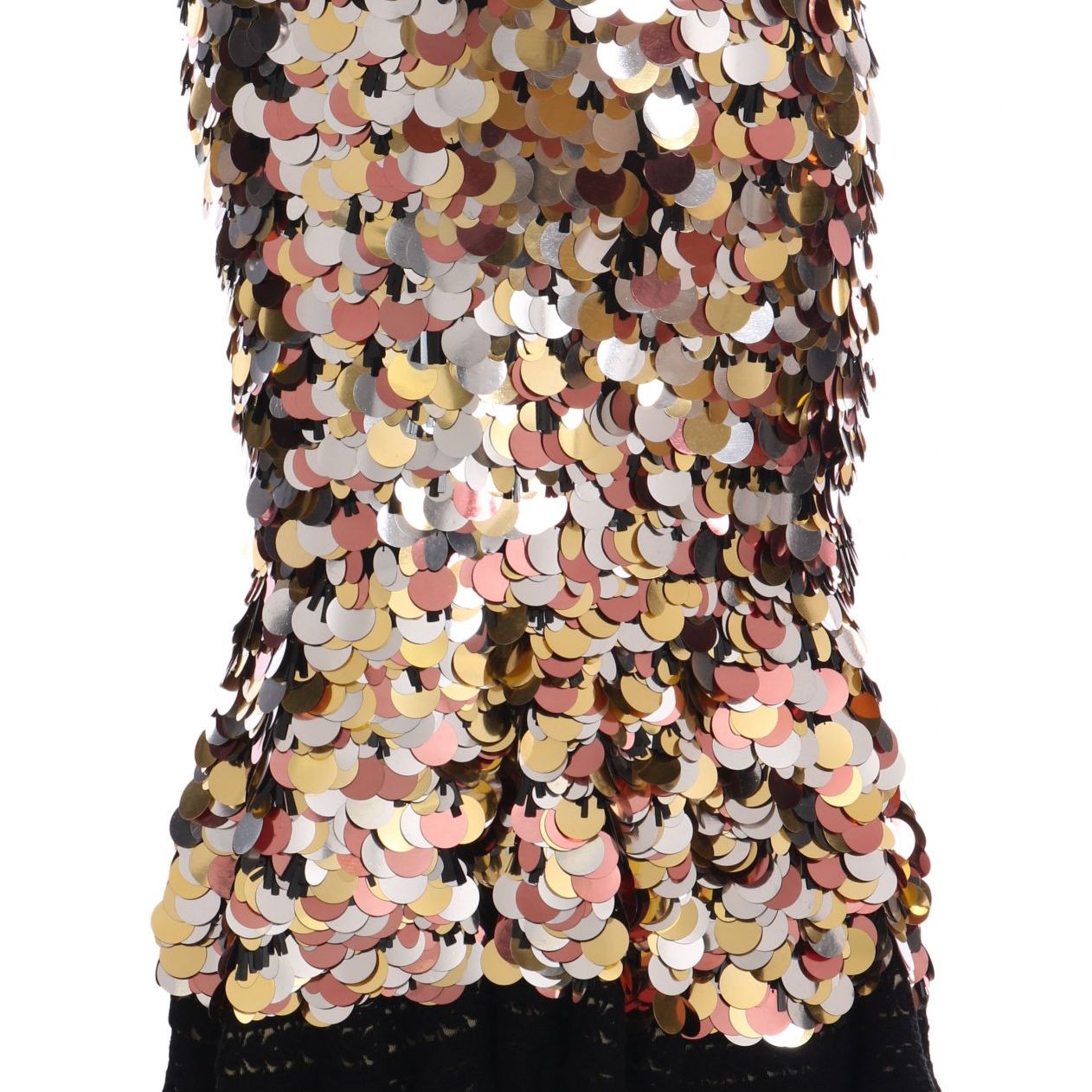 Dolce & Gabbana Gold Sequined Peplum High Waist Skirt