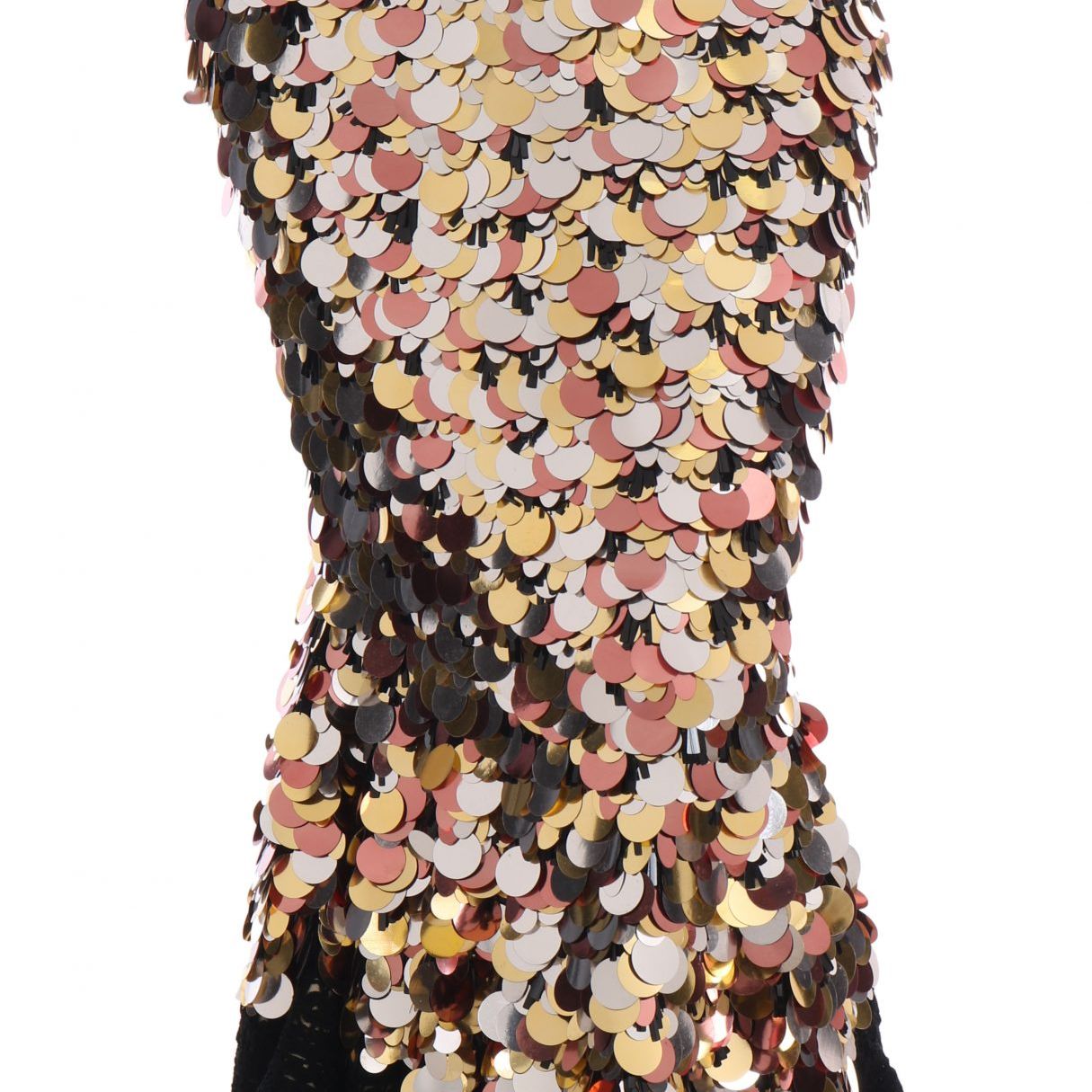 Dolce & Gabbana Gold Sequined Peplum High Waist Skirt