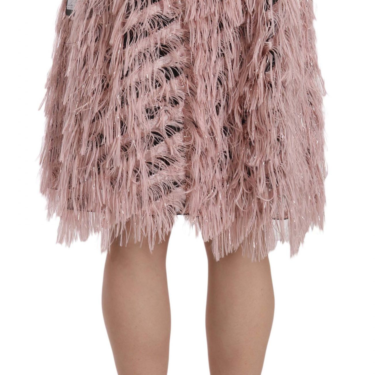 Dolce & Gabbana Pink Gold Fringe Metallic Pencil A-line Skirt