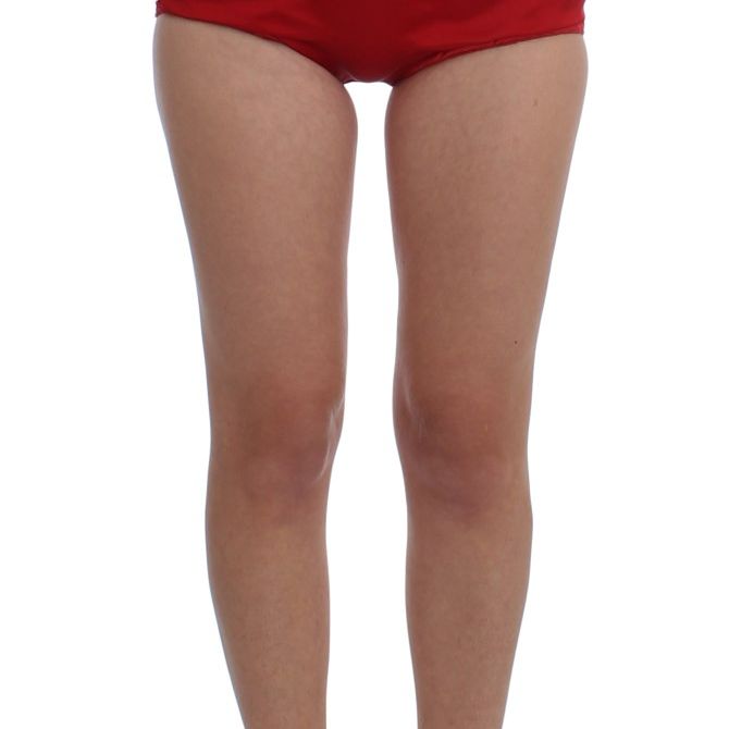 Dolce & Gabbana Red Silk Crystal Roses Shorts