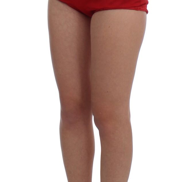 Dolce & Gabbana Red Silk Crystal Roses Shorts