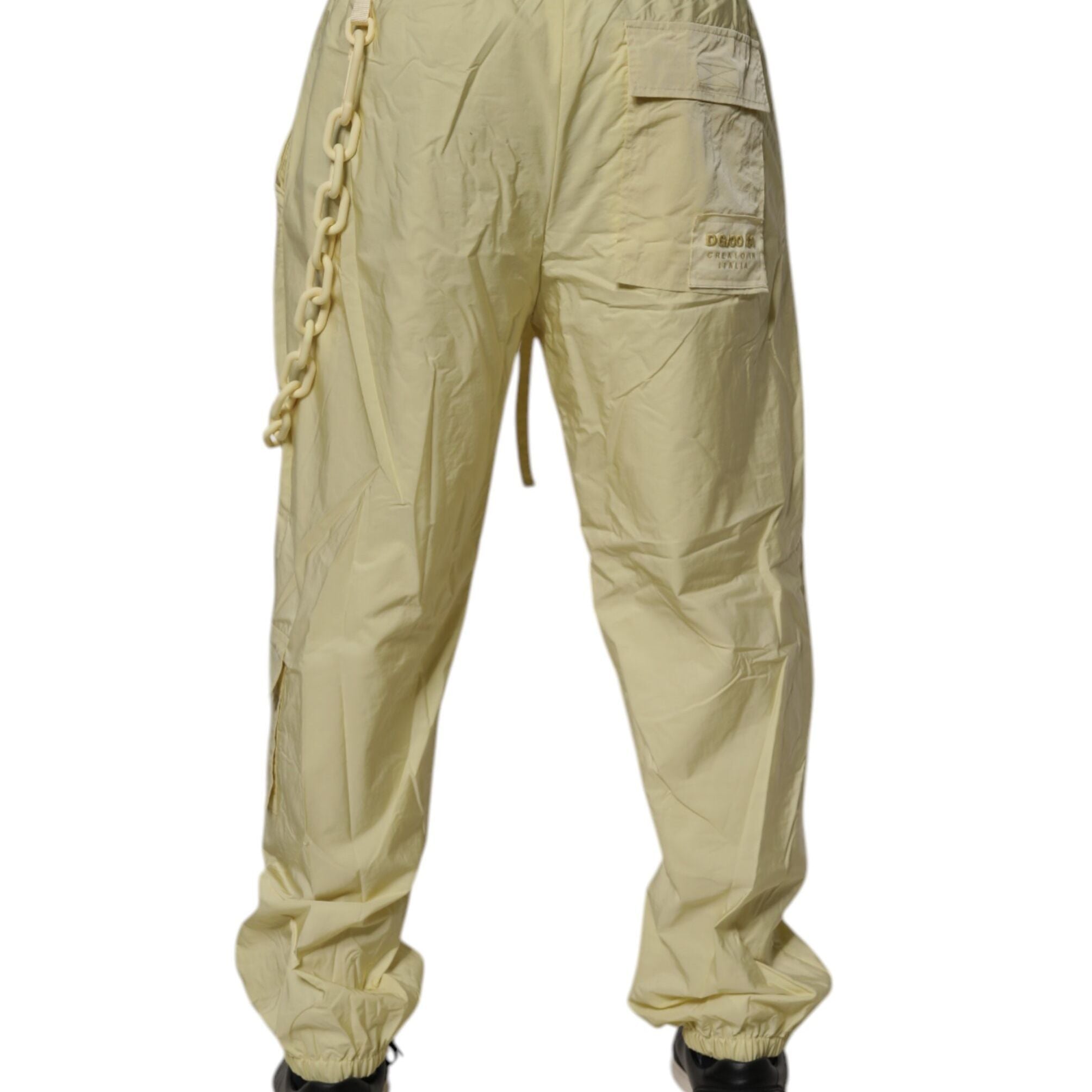 Dolce & Gabbana Yellow Nylon Cargo Chain Men Jogger Pants