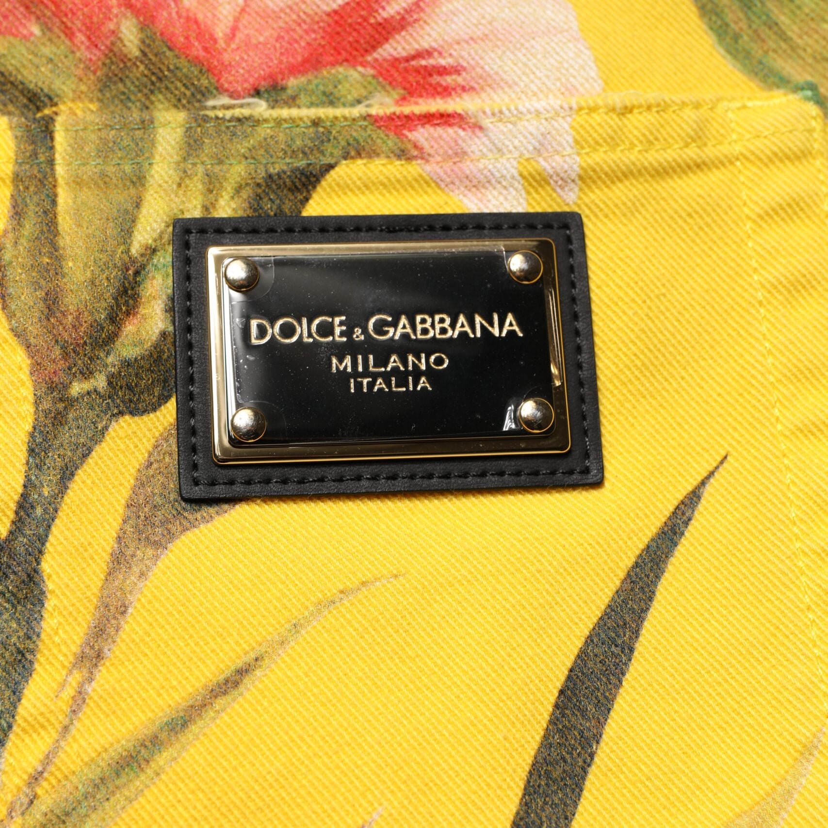Dolce & Gabbana Yellow Floral Cargo Denim Men Bermuda Shorts