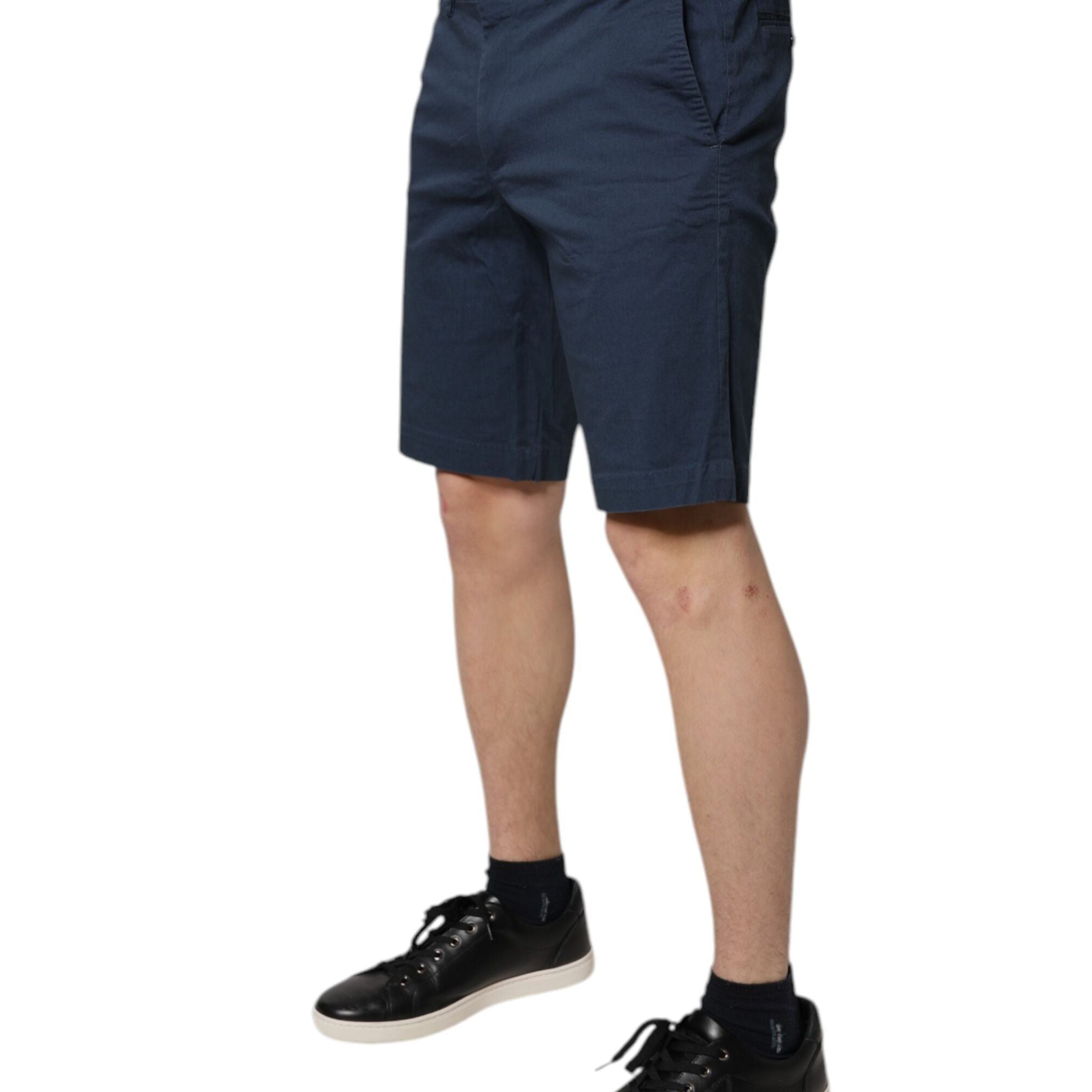 Dolce & Gabbana Blue Cotton Mid Waist Men Bermuda Shorts
