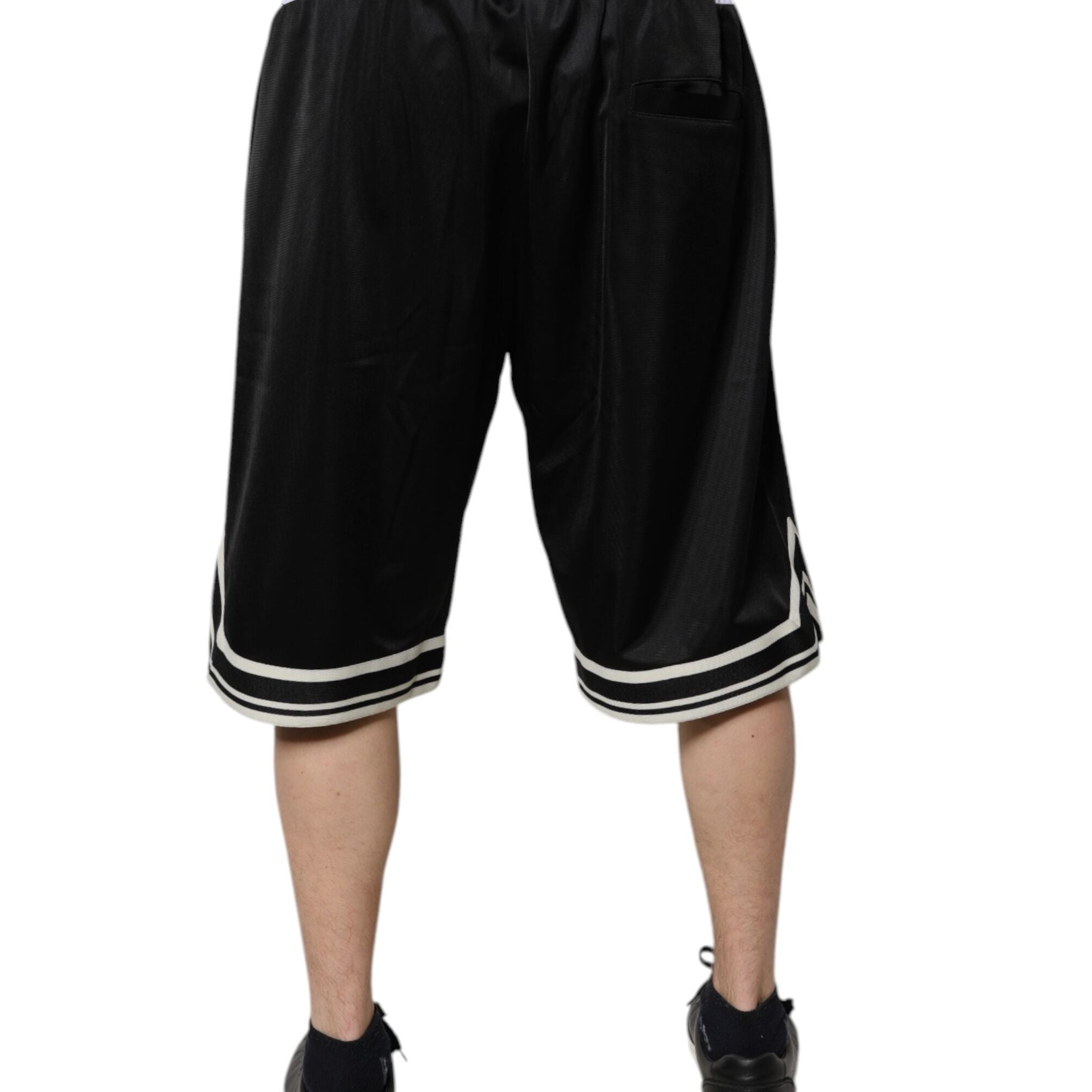 Dolce & Gabbana Black White Men Bermuda Sweatshorts Shorts