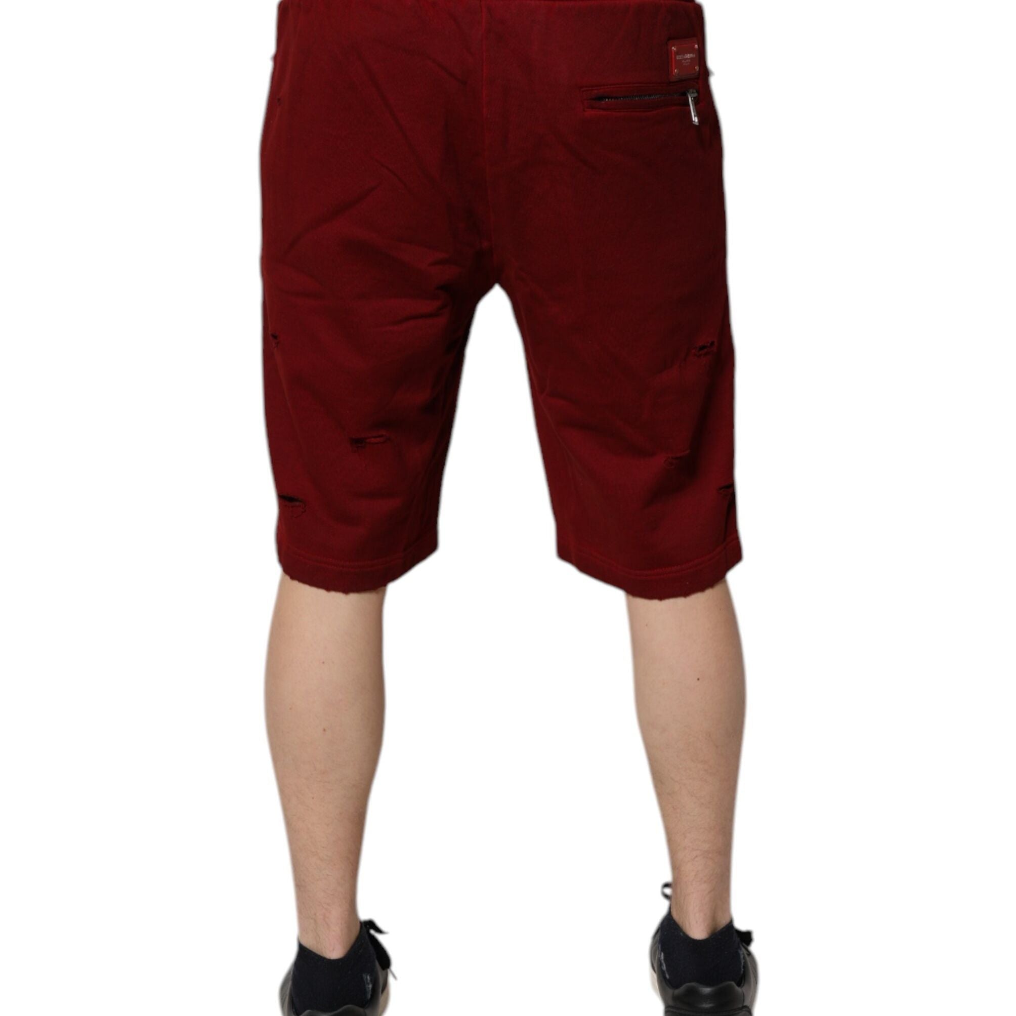 Dolce & Gabbana Maroon Rip Style Bermuda Sweatshorts Shorts