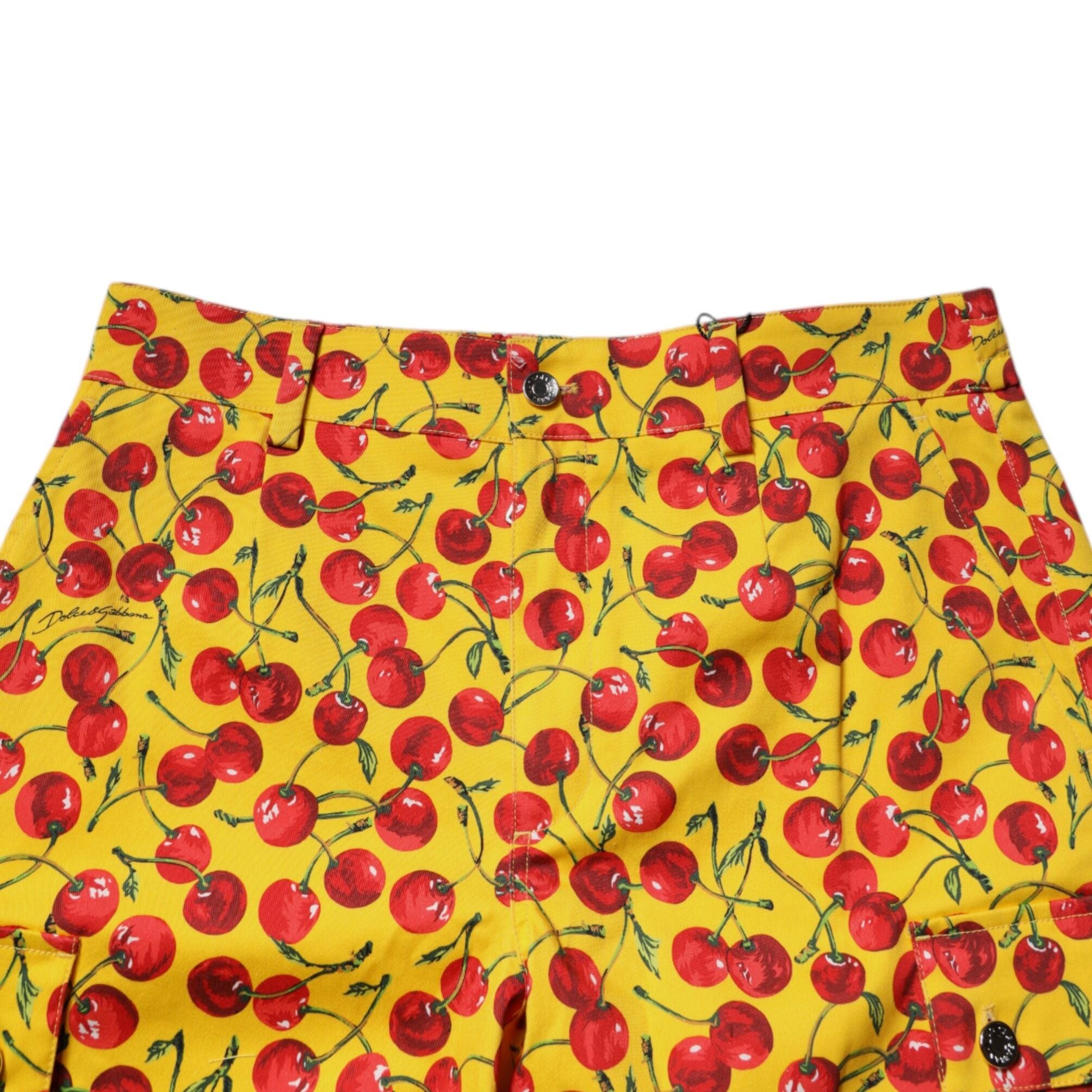 Dolce & Gabbana Yellow Cherry Print Cotton Men Bermuda Shorts