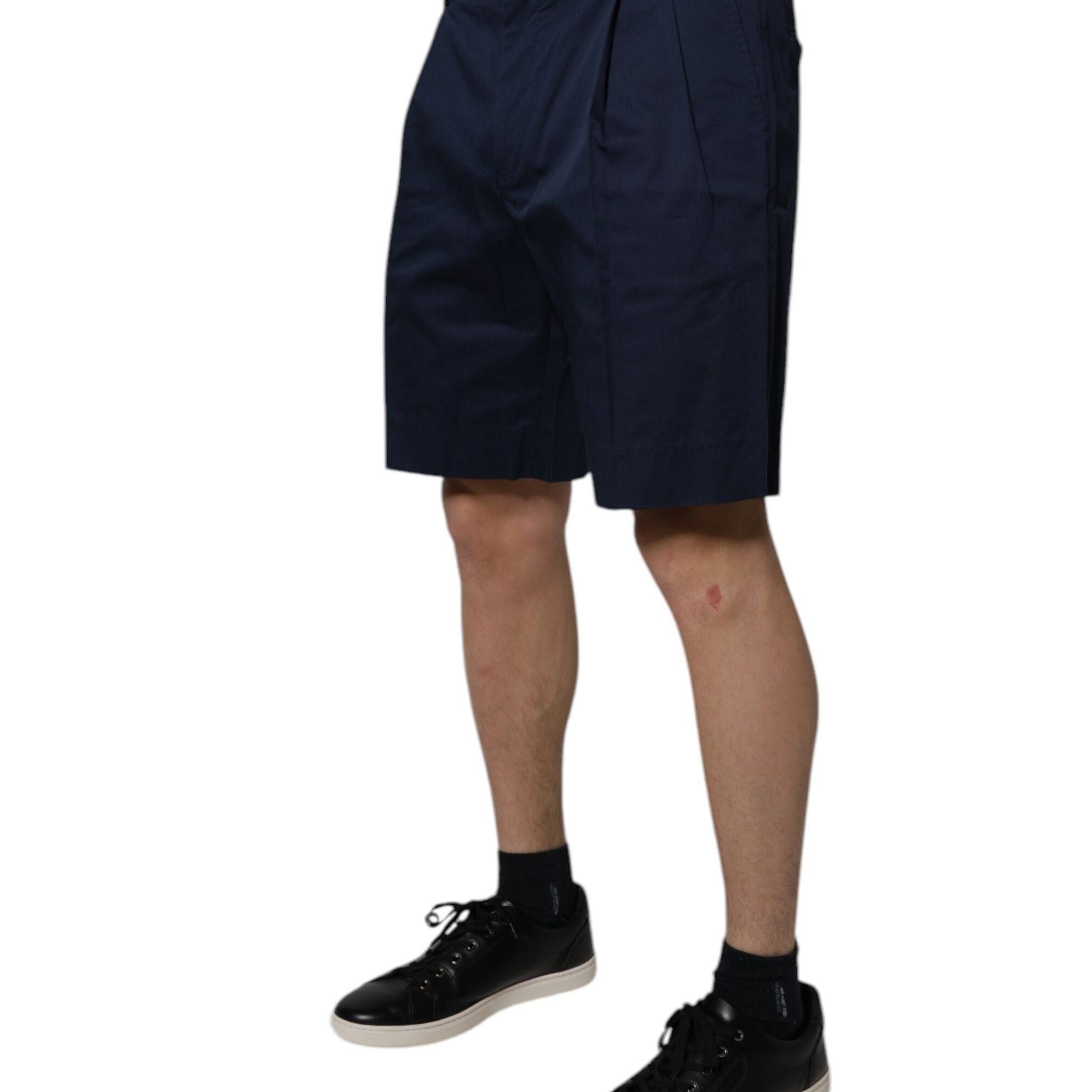 Dolce & Gabbana Dark Blue Cotton Mid Waist Men Bermuda Shorts