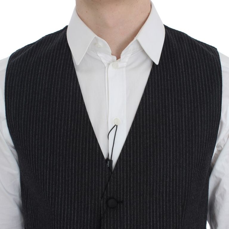 Dolce & Gabbana Gray Striped Formal Vest