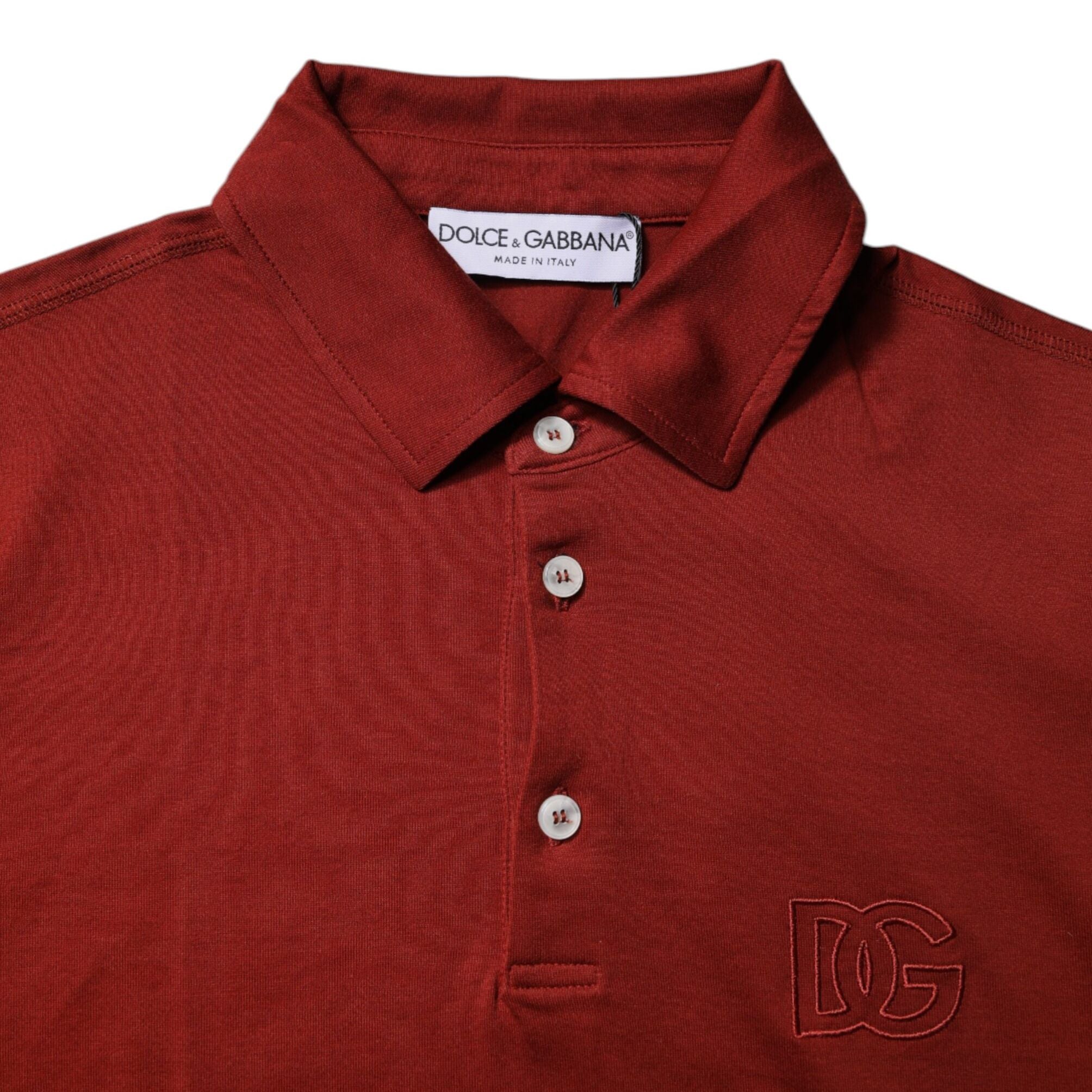 Dolce & Gabbana Red Cotton DG Logo Collared Men Polo T-shirt