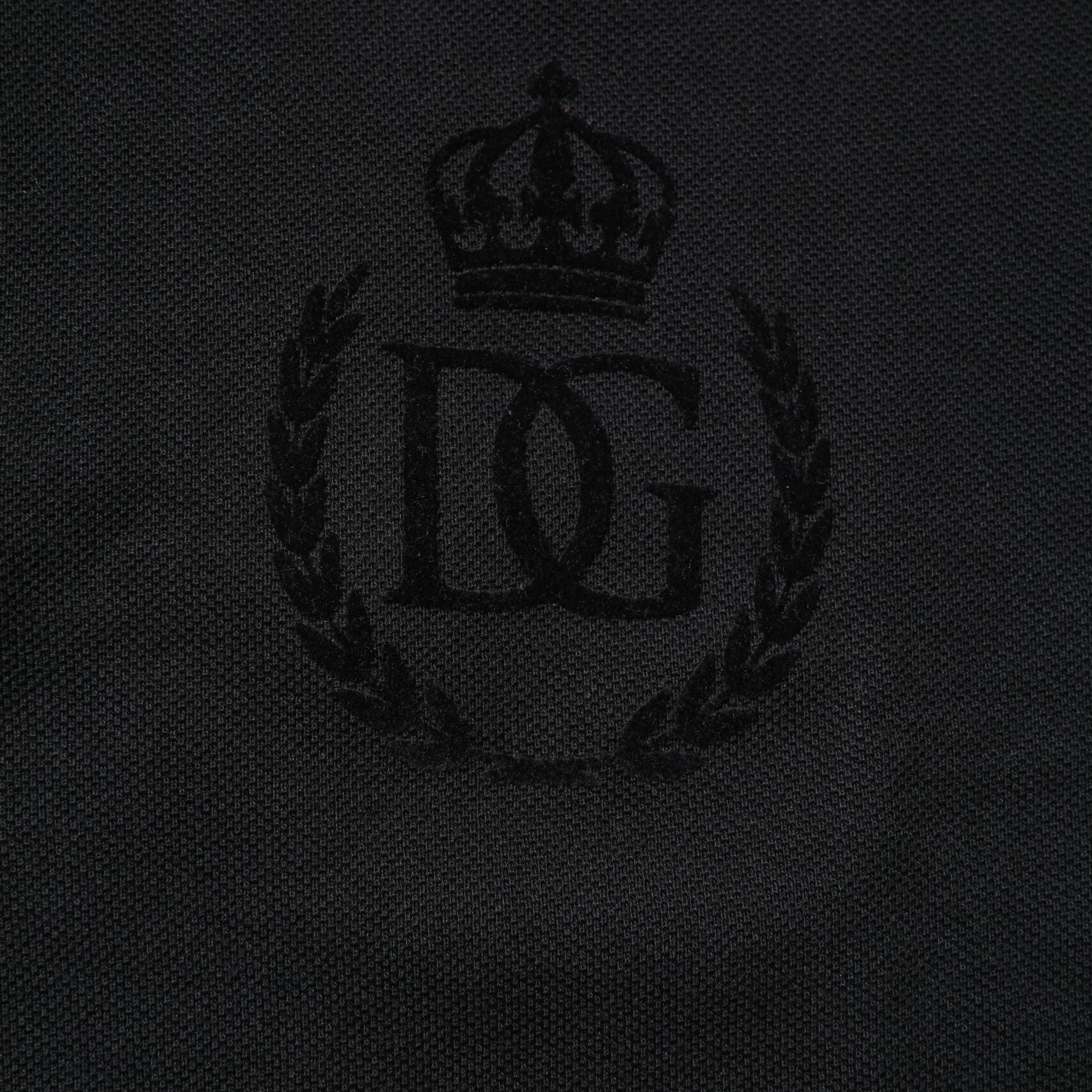 Dolce & Gabbana Black Cotton DG Logo Collared Polo T-shirt