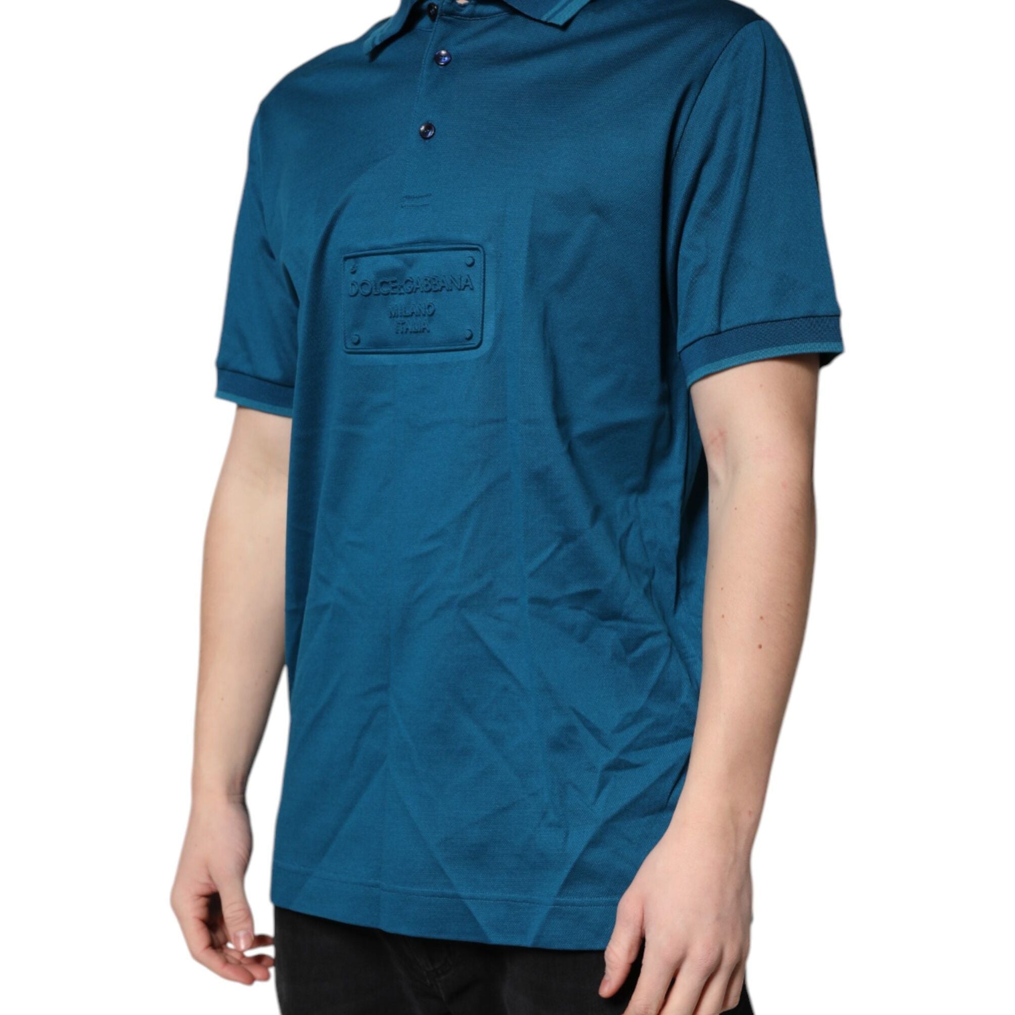 Dolce & Gabbana Blue Logo Cotton Men Polo Shirt T-shirt