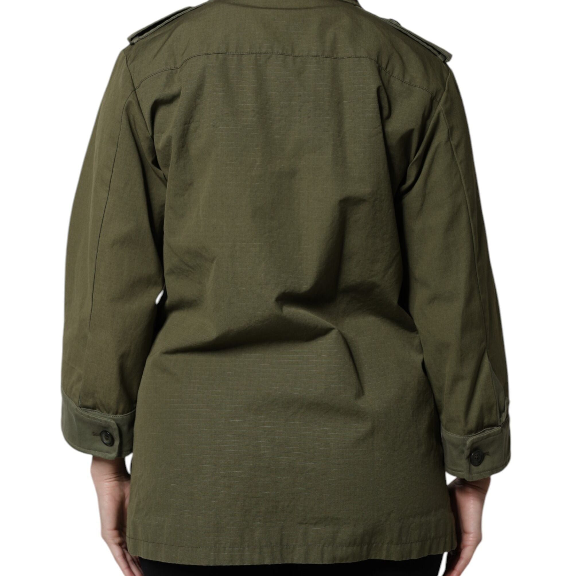 Dolce & Gabbana Military Green Queen Embellished Coat Jacket