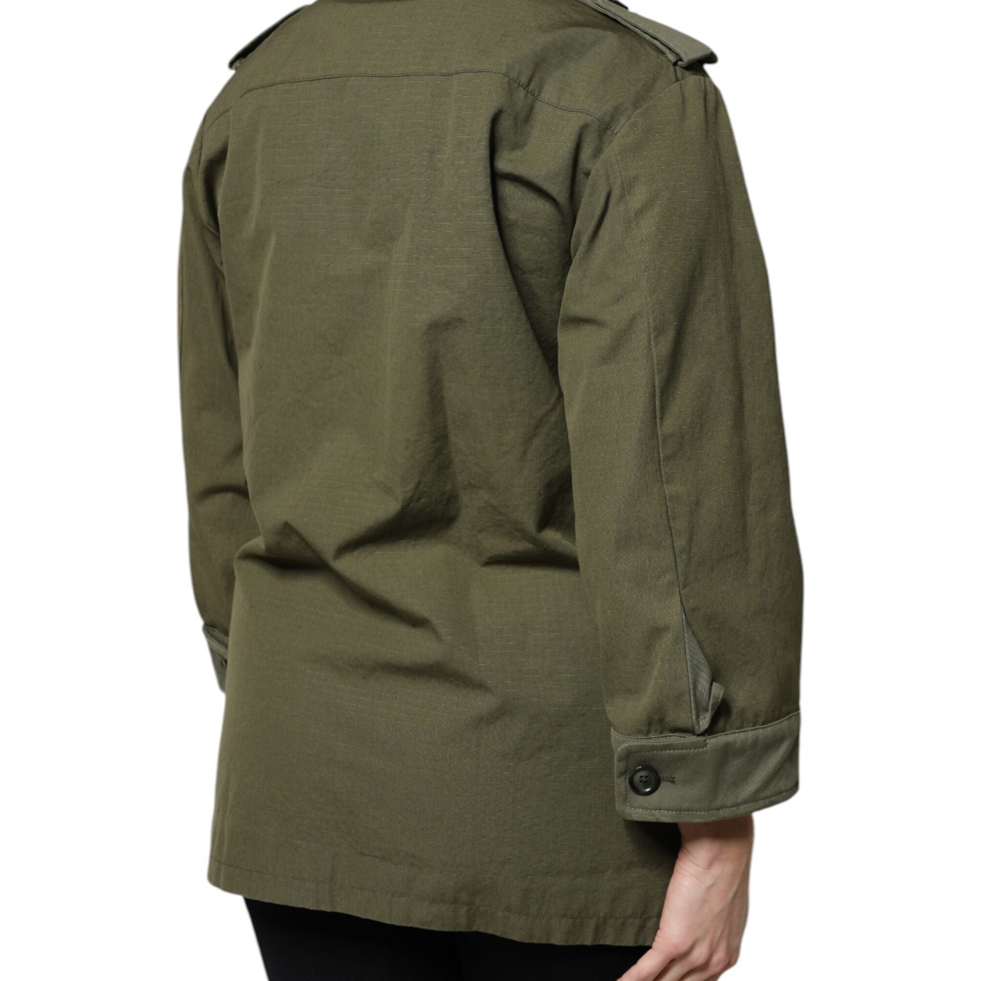 Dolce & Gabbana Military Green Queen Embellished Coat Jacket