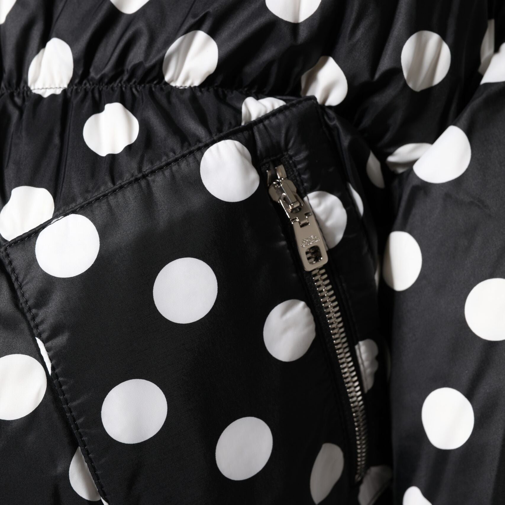 Dolce & Gabbana Black White Polka Dot Full Zip Puffer Jacket