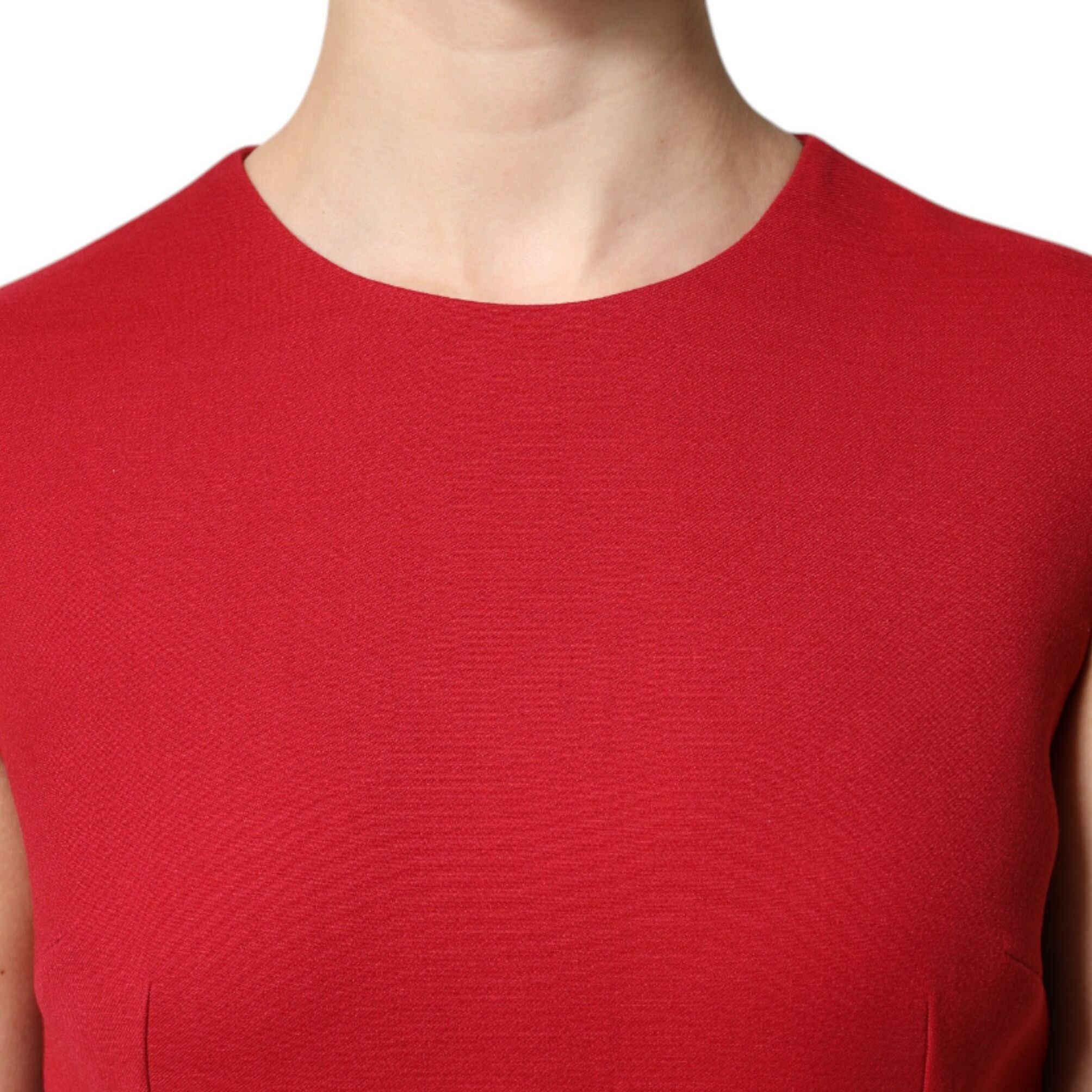 Dolce & Gabbana Red Wool Sleeveless Knee Length A-line Dress