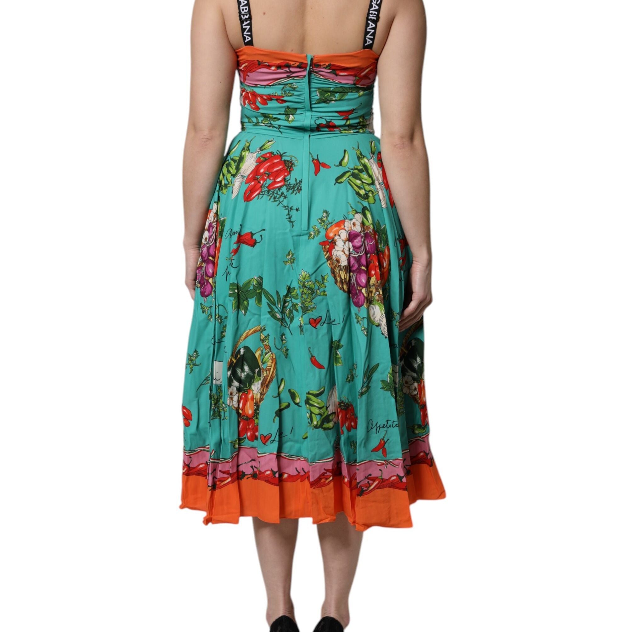 Dolce & Gabbana Multicolor Printed Silk Sleeveless Midi Dress