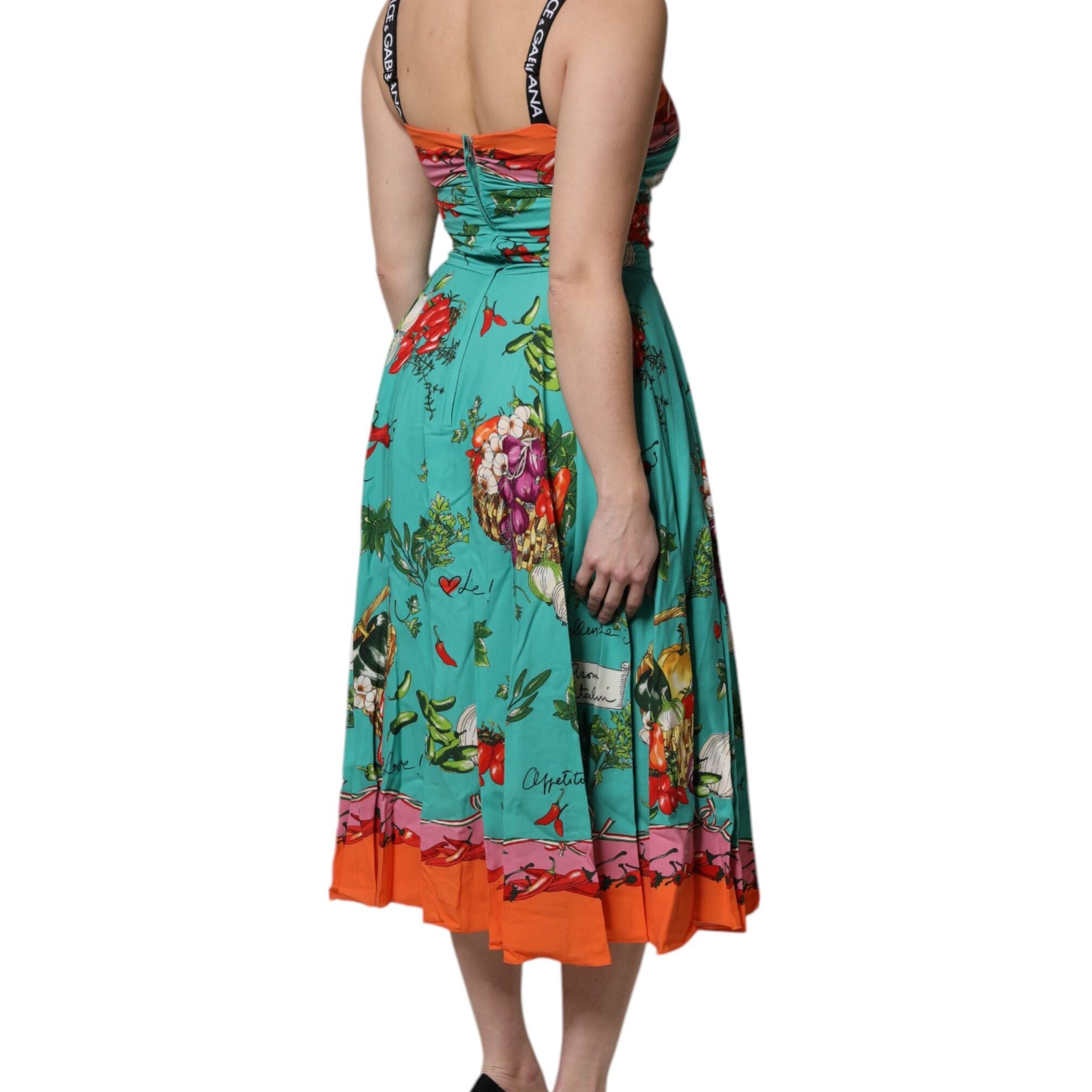 Dolce & Gabbana Multicolor Printed Silk Sleeveless Midi Dress