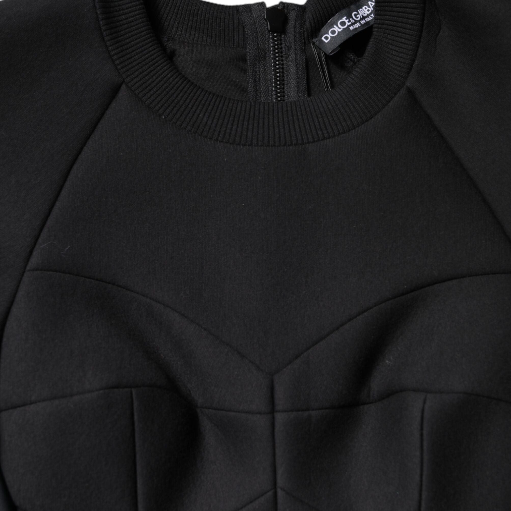 Dolce & Gabbana Black Cotton Long Sleeves A-line Mini Dress
