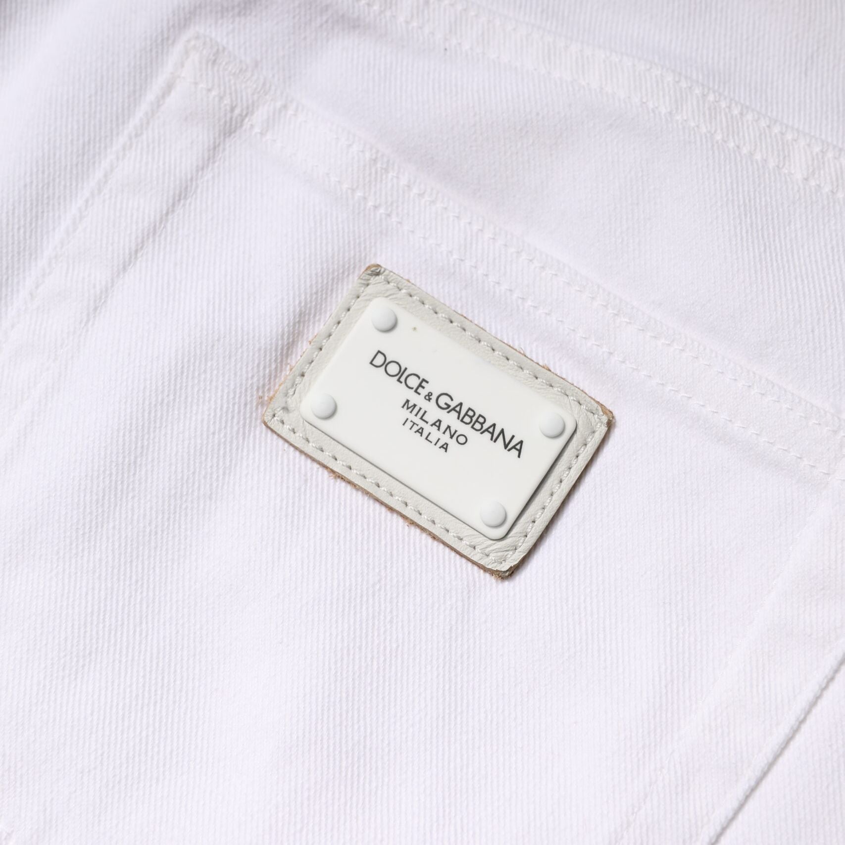 Dolce & Gabbana White Cotton Mid Waist Skinny Denim Jeans