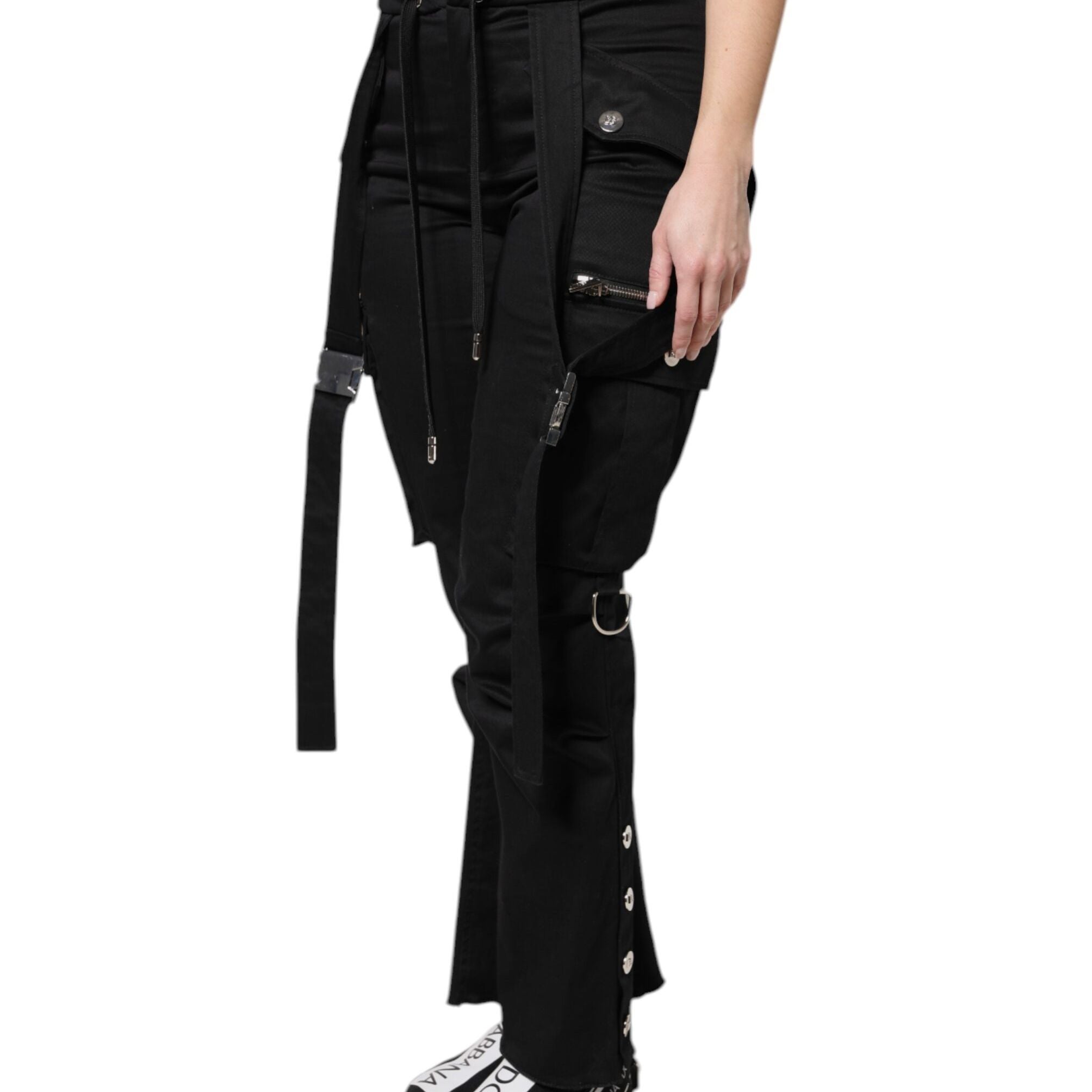 Dolce & Gabbana Black Cotton High Waist Cargo Pants
