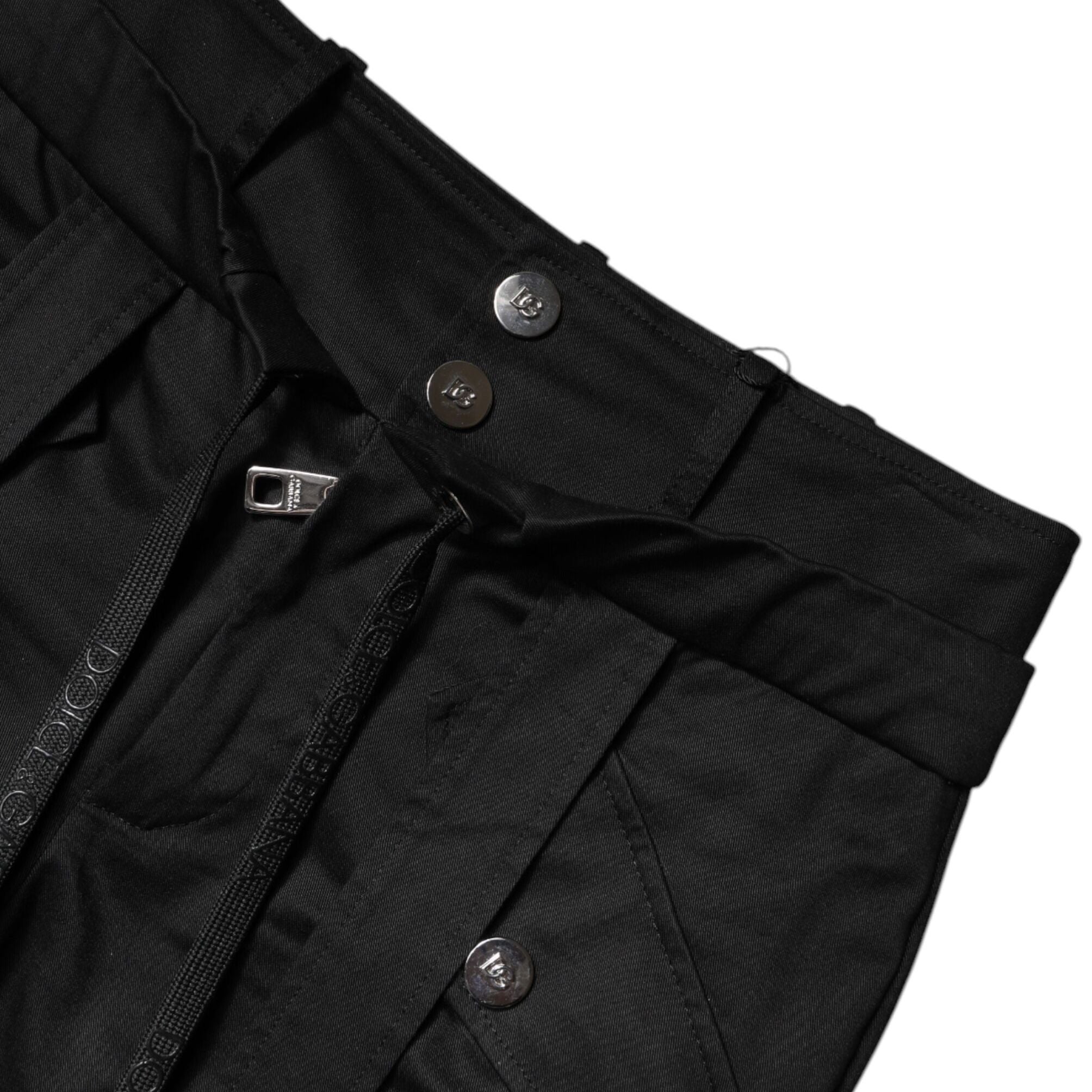 Dolce & Gabbana Black Cotton High Waist Cargo Pants