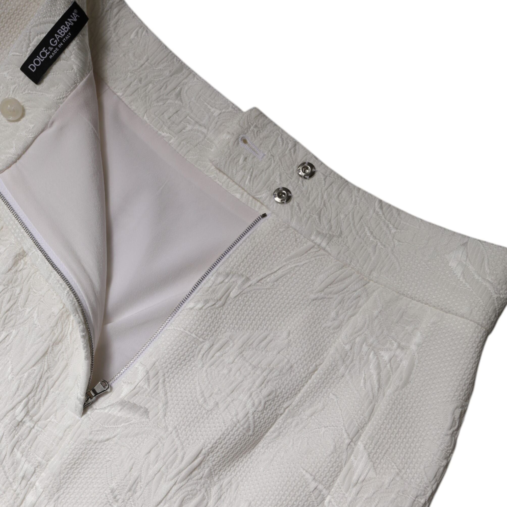 Dolce & Gabbana White High Waist Knee Length Pencil Skirt