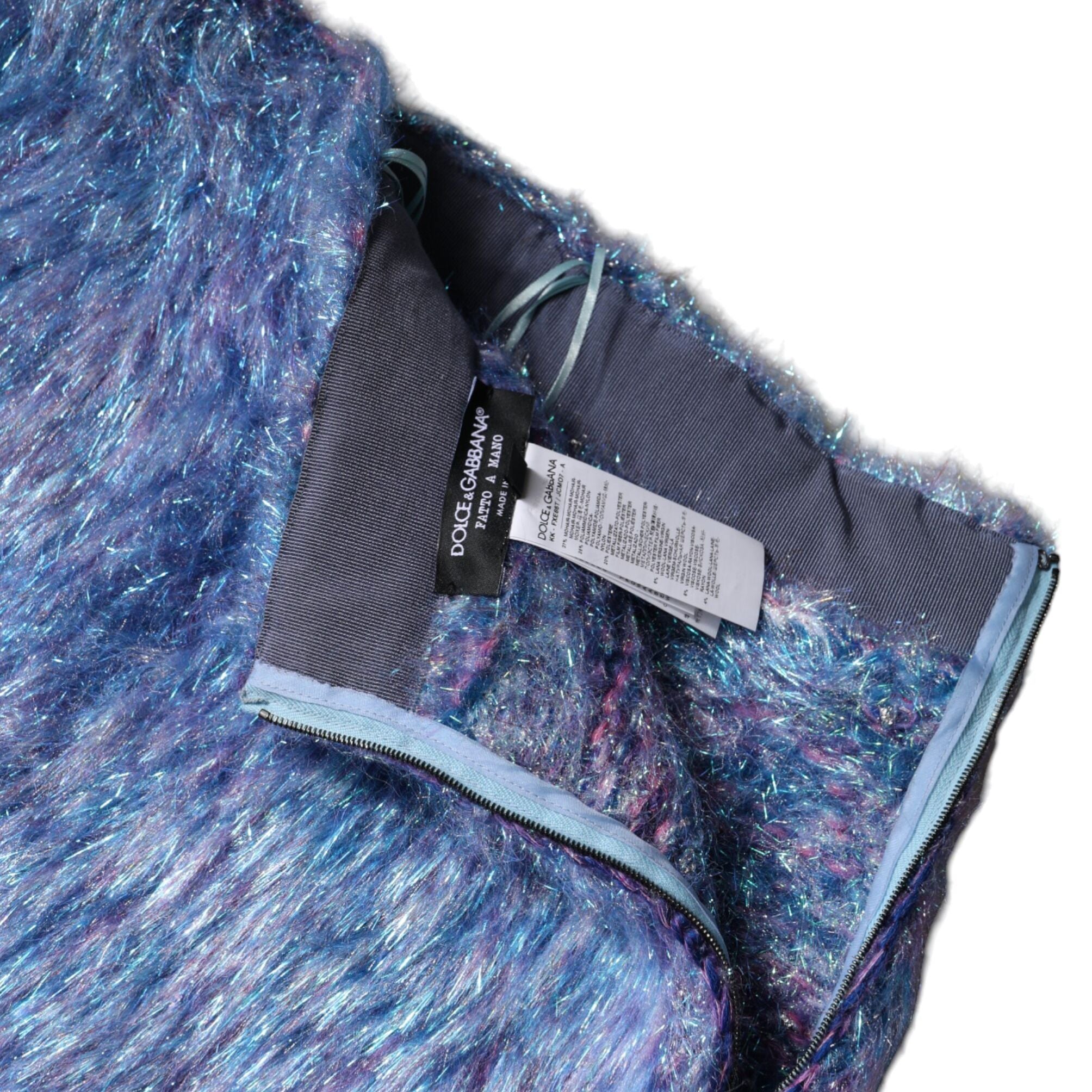 Dolce & Gabbana Multicolor Plush High Waist Mini Skirt