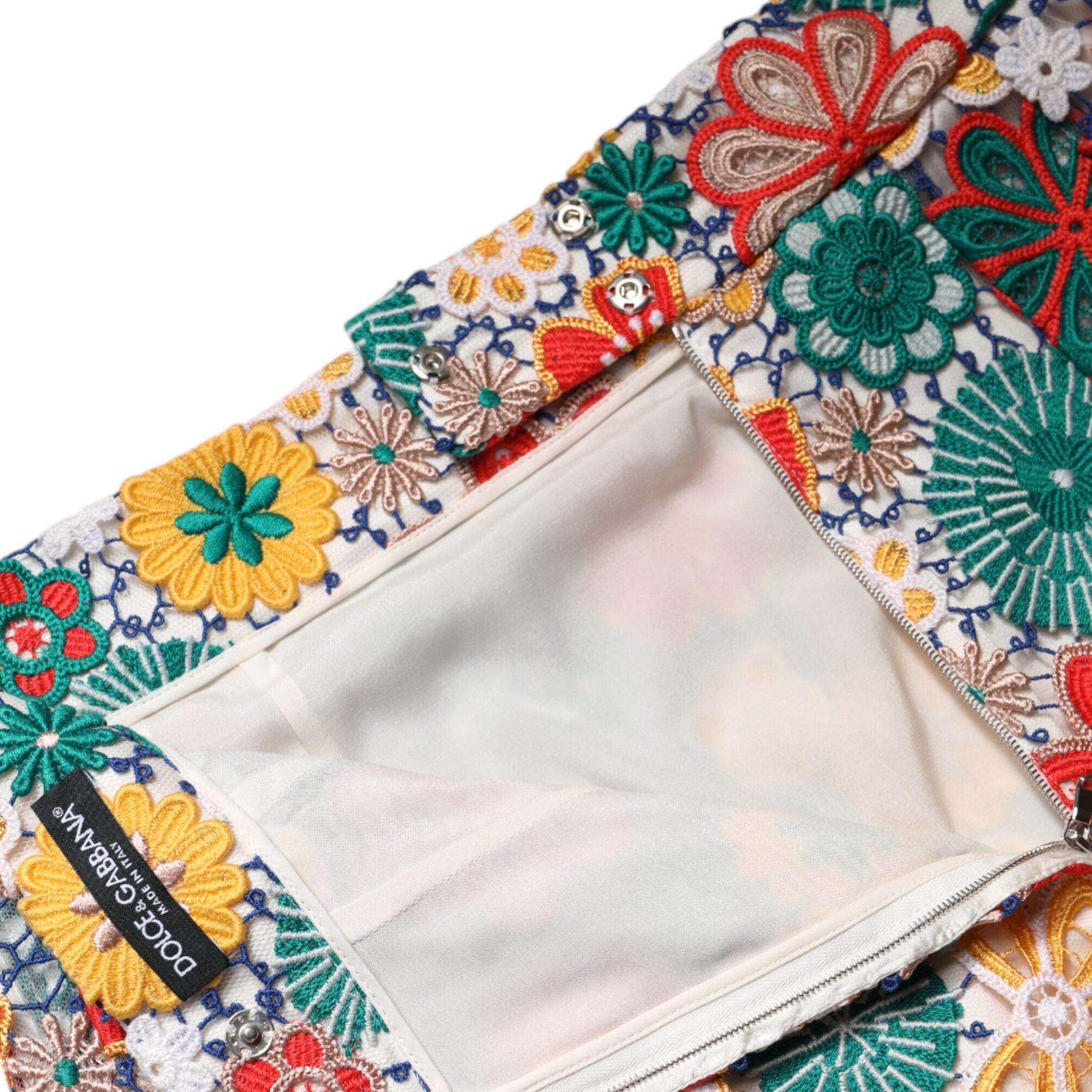 Dolce & Gabbana Multicolor Floral Lace High Waist Mini Skirt