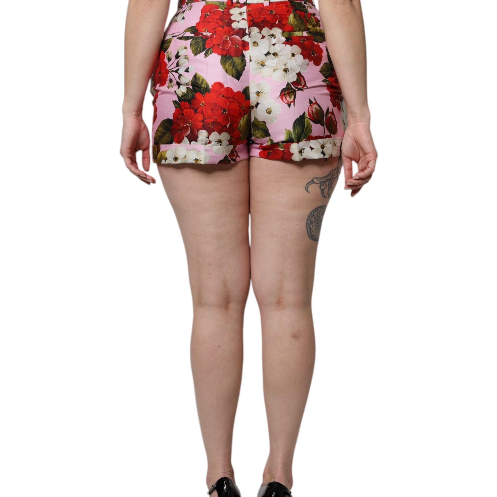 Dolce & Gabbana Pink Floral Print High Waist Hotpants Short