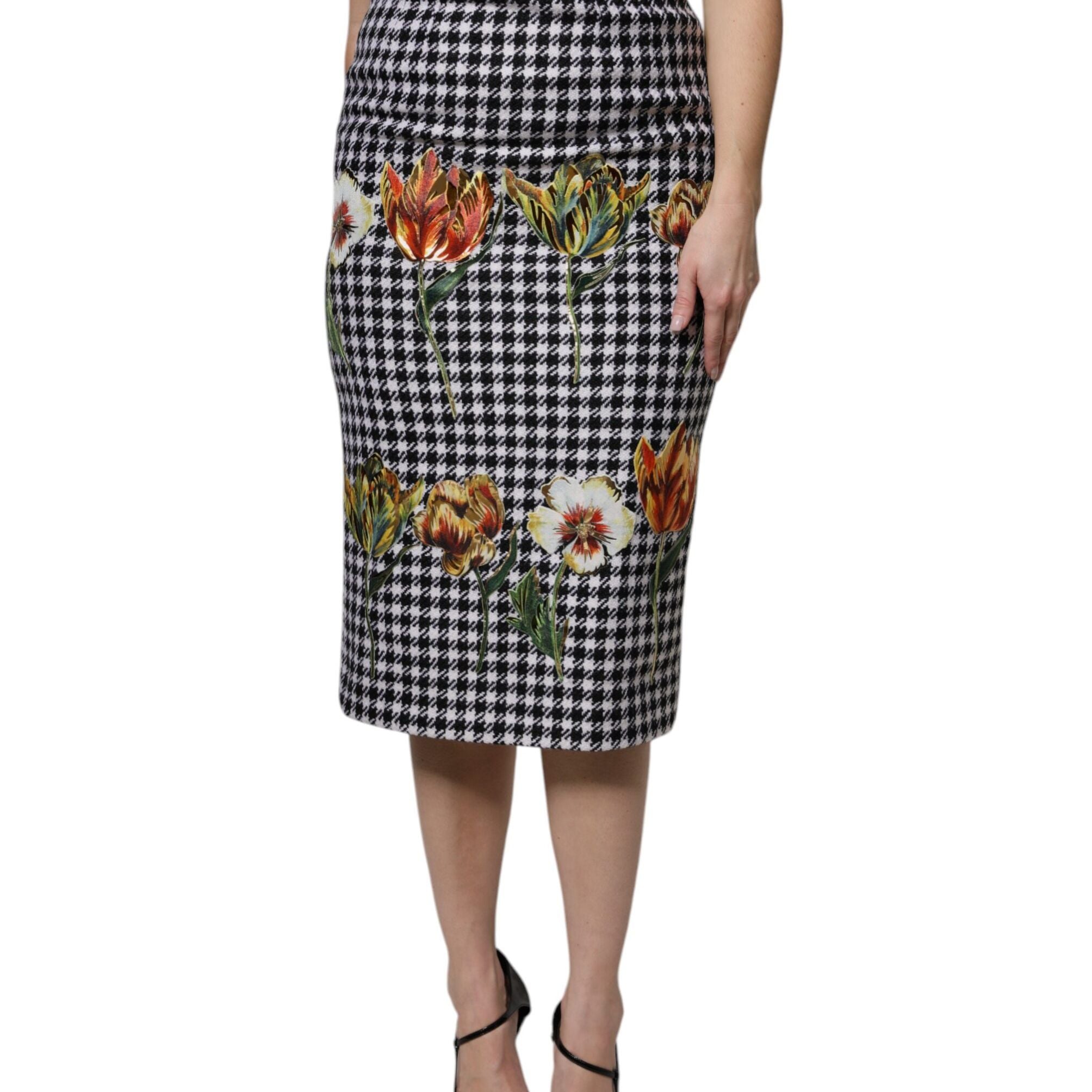 Dolce & Gabbana Multicolor Floral Print High Waist Pencil Cut Skirt