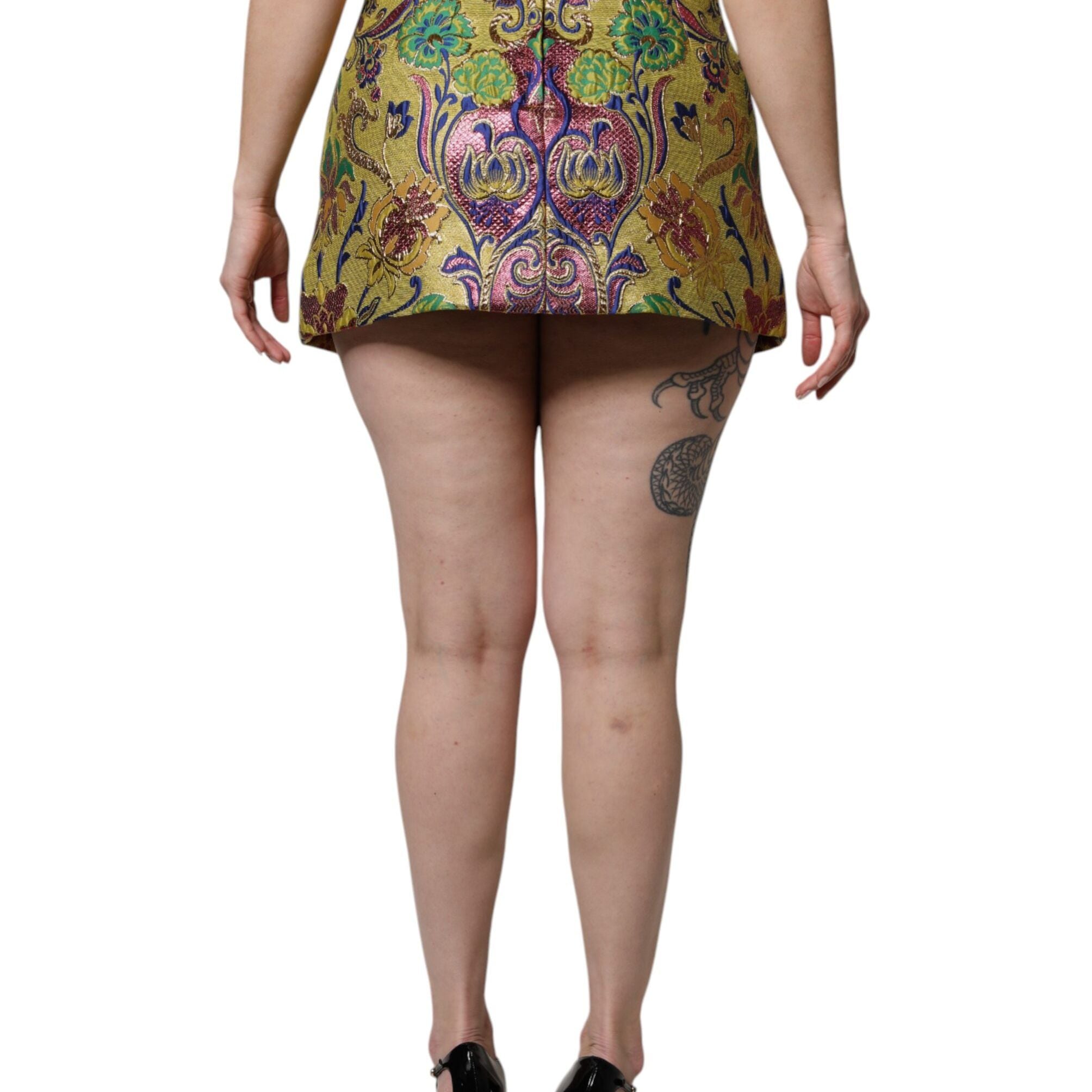 Dolce & Gabbana Multicolor Floral Jacquard Mid Waist Mini Skirt