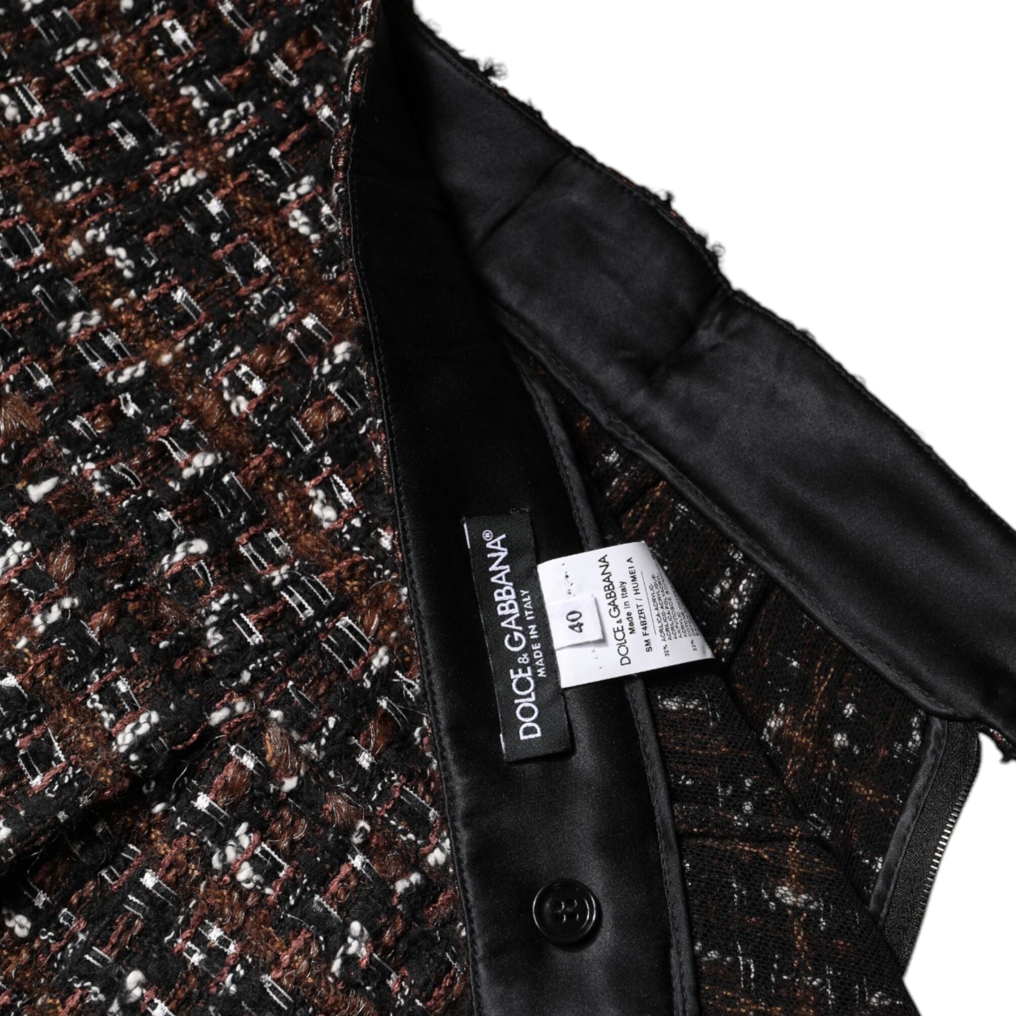 Dolce & Gabbana Multicolor High Waist Tartan Tweed Mini Skirt