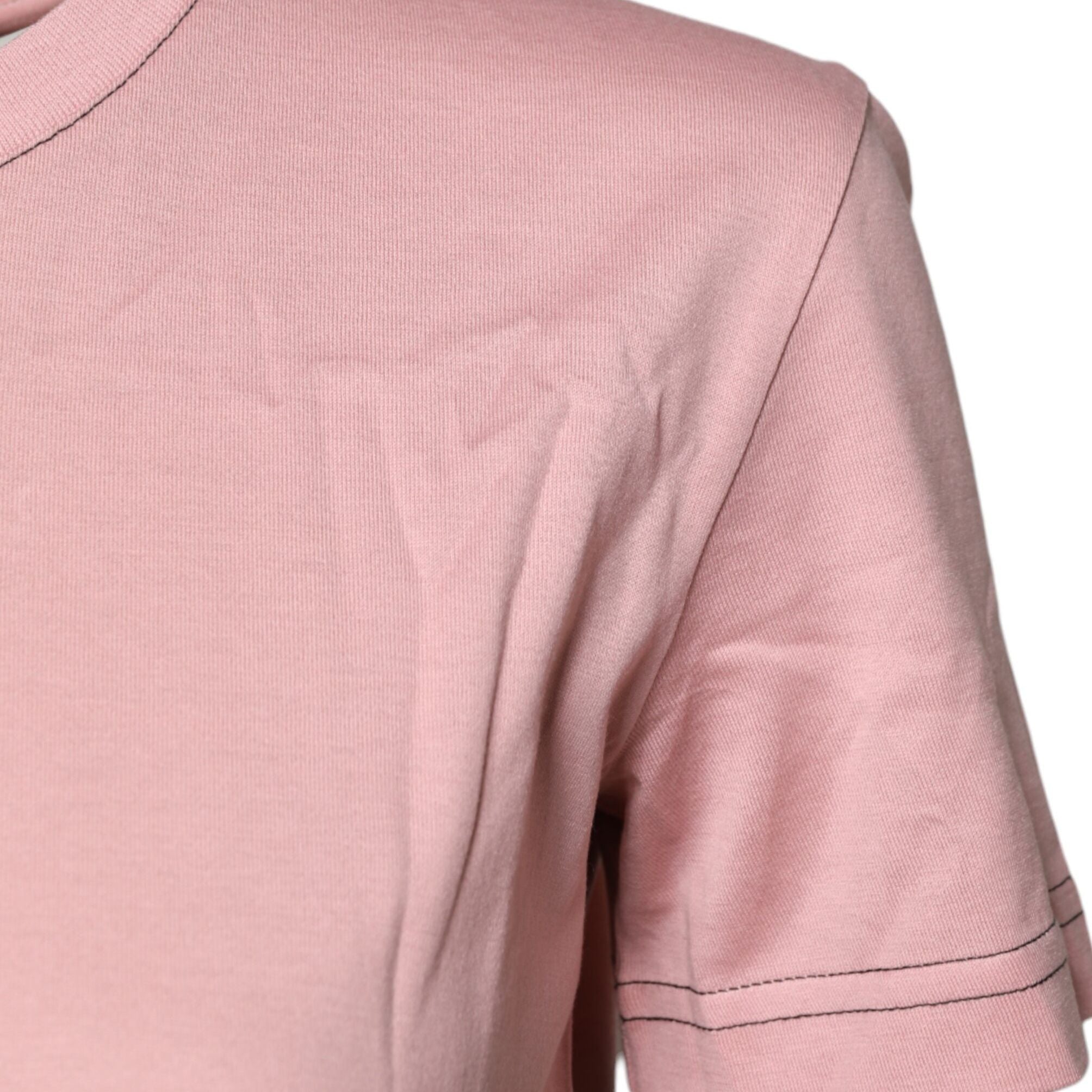 Dolce & Gabbana Pink Logo Print Cotton Crew Neck T-shirt