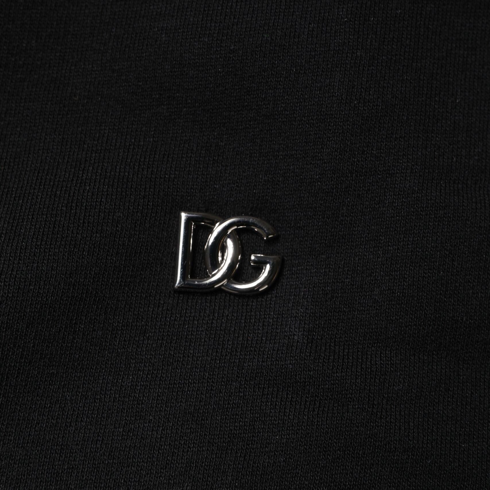 Dolce & Gabbana Black Cotton Crew Neck Sweatshirt Sweater