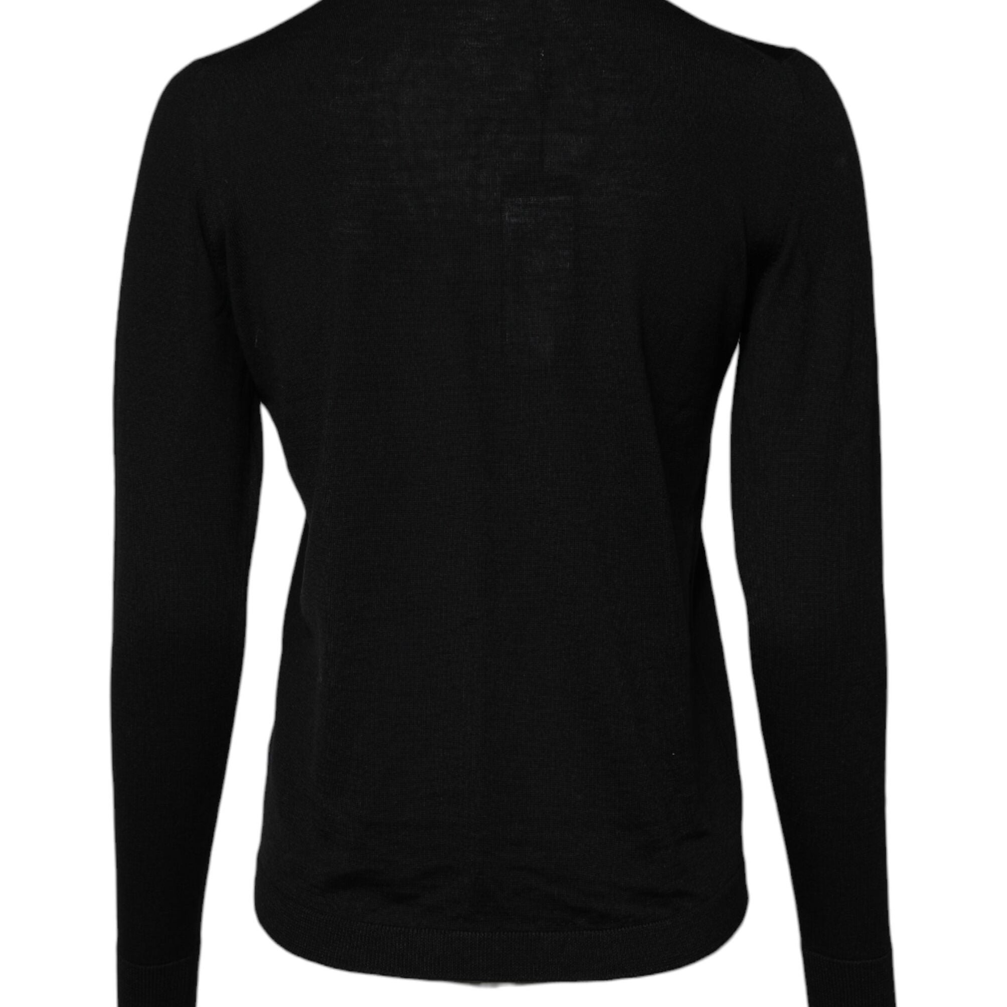 Dolce & Gabbana Black Wool Knit Crew Neck Pullover Sweater