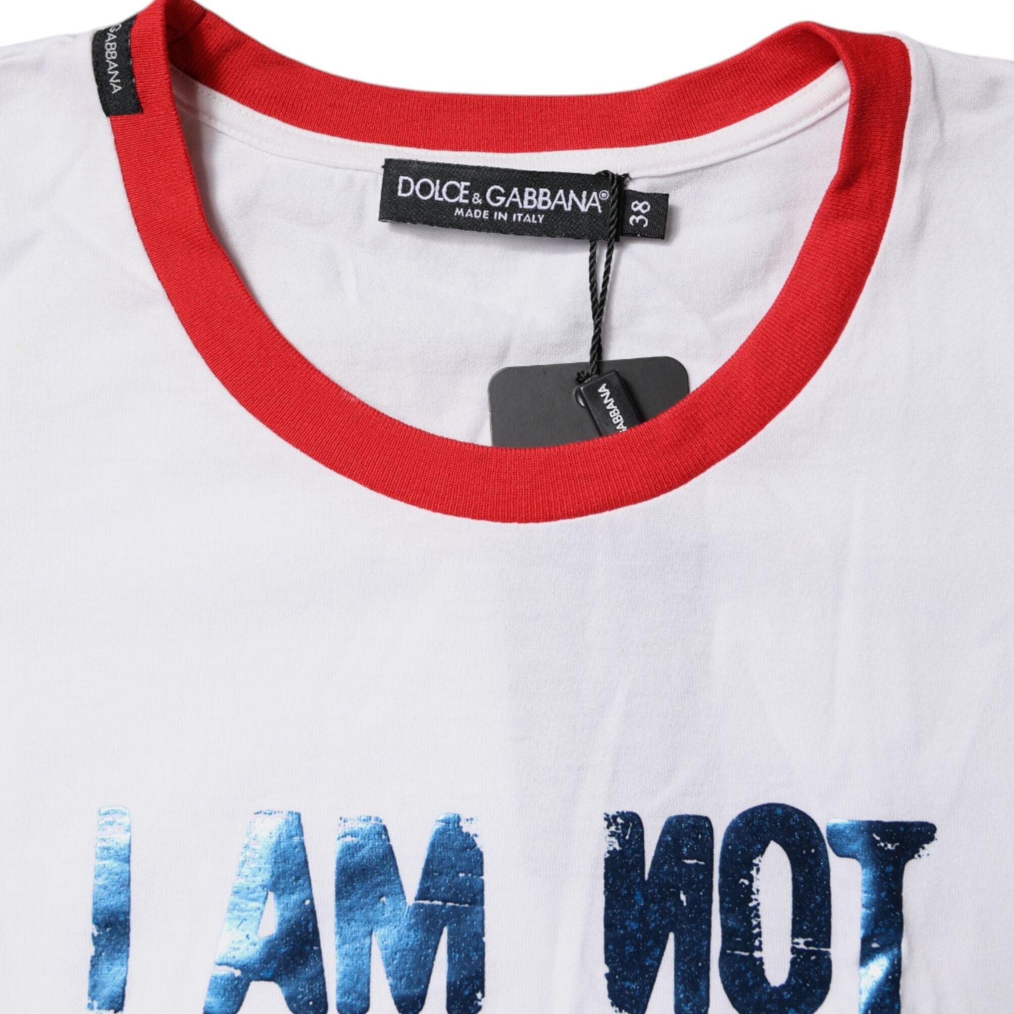 Dolce & Gabbana White Graphic Print Cotton Crew Neck T-shirt