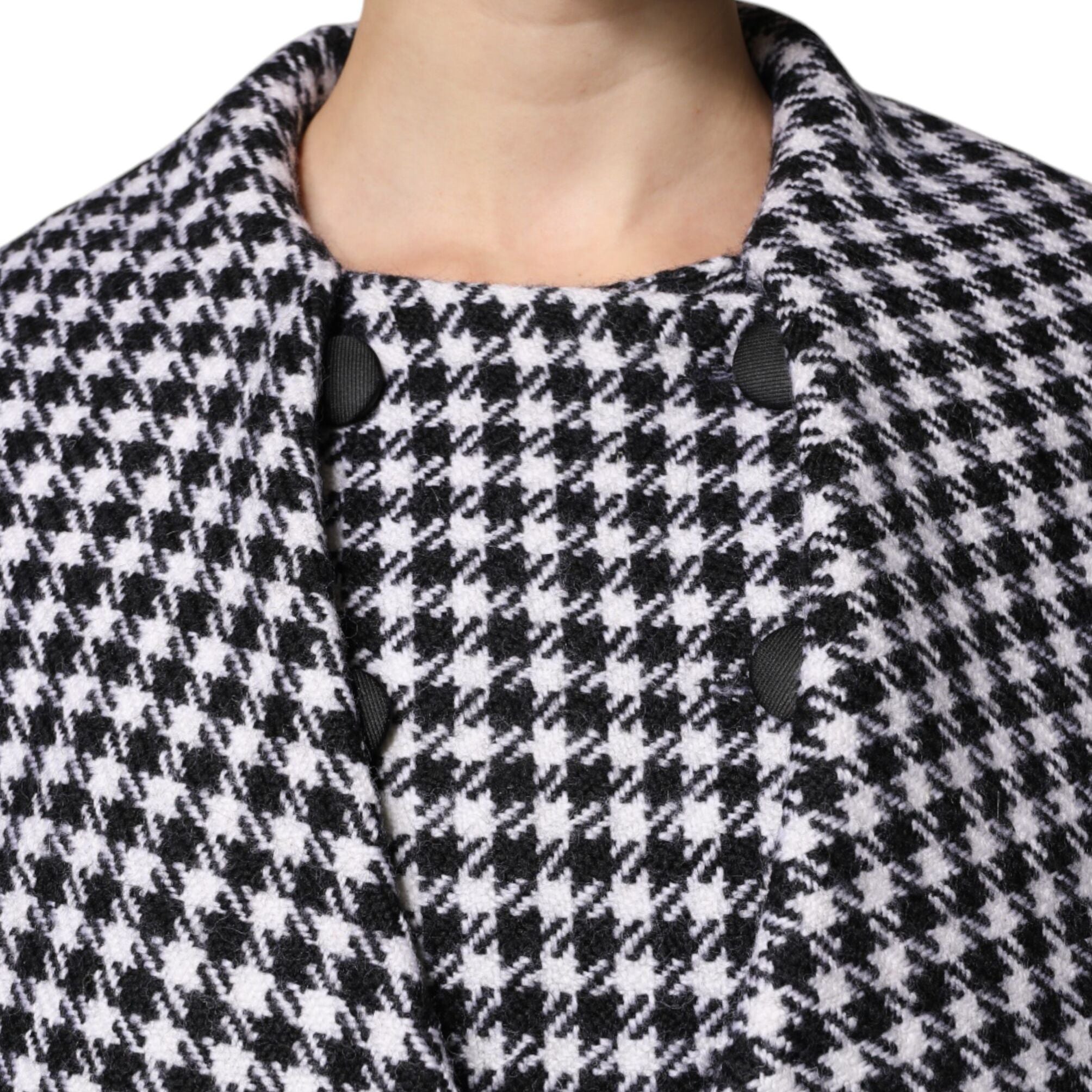 Dolce & Gabbana Black White Monochrome Patterned Floral Cape Jacket