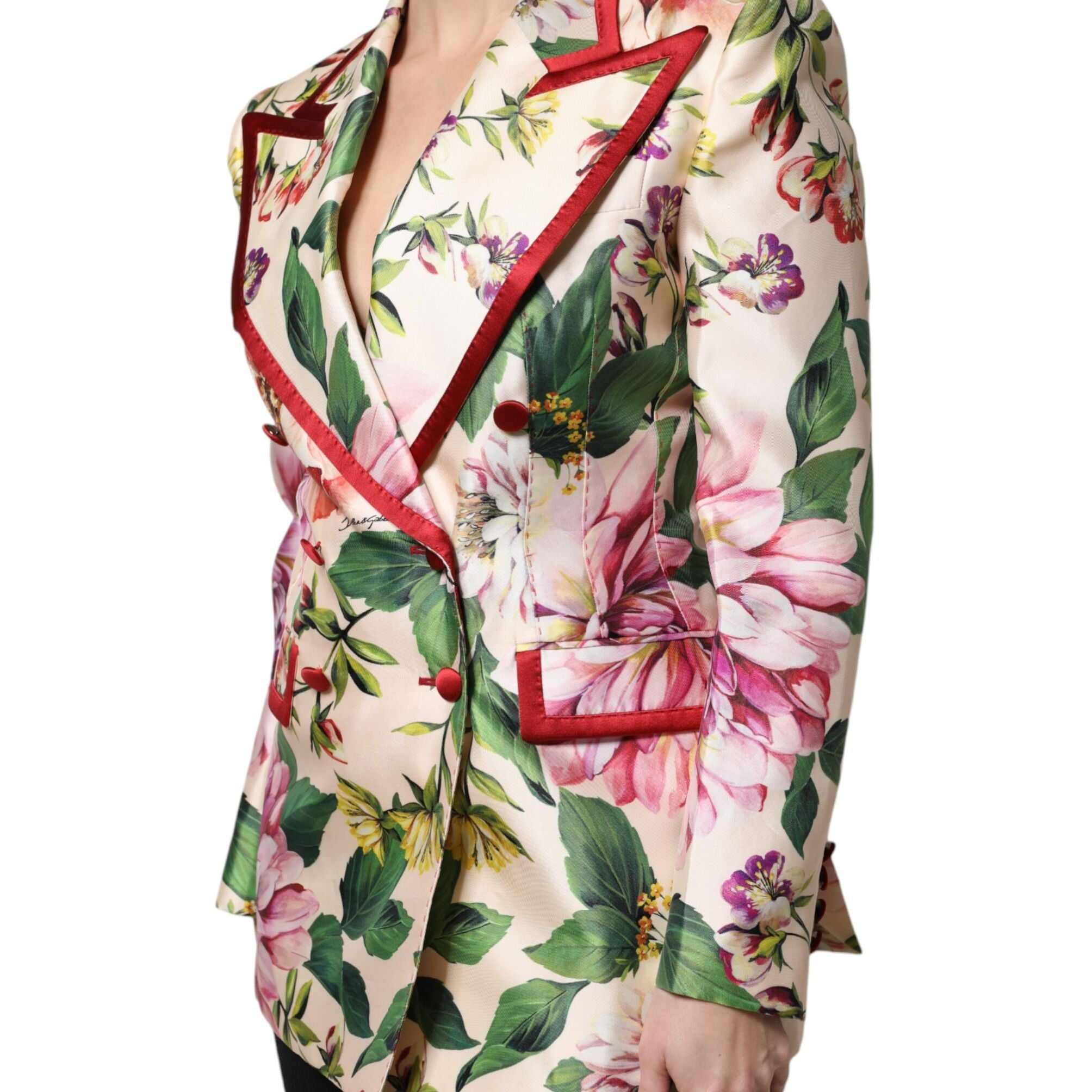 Dolce & Gabbana Multicolor Floral Double Breasted Jacket