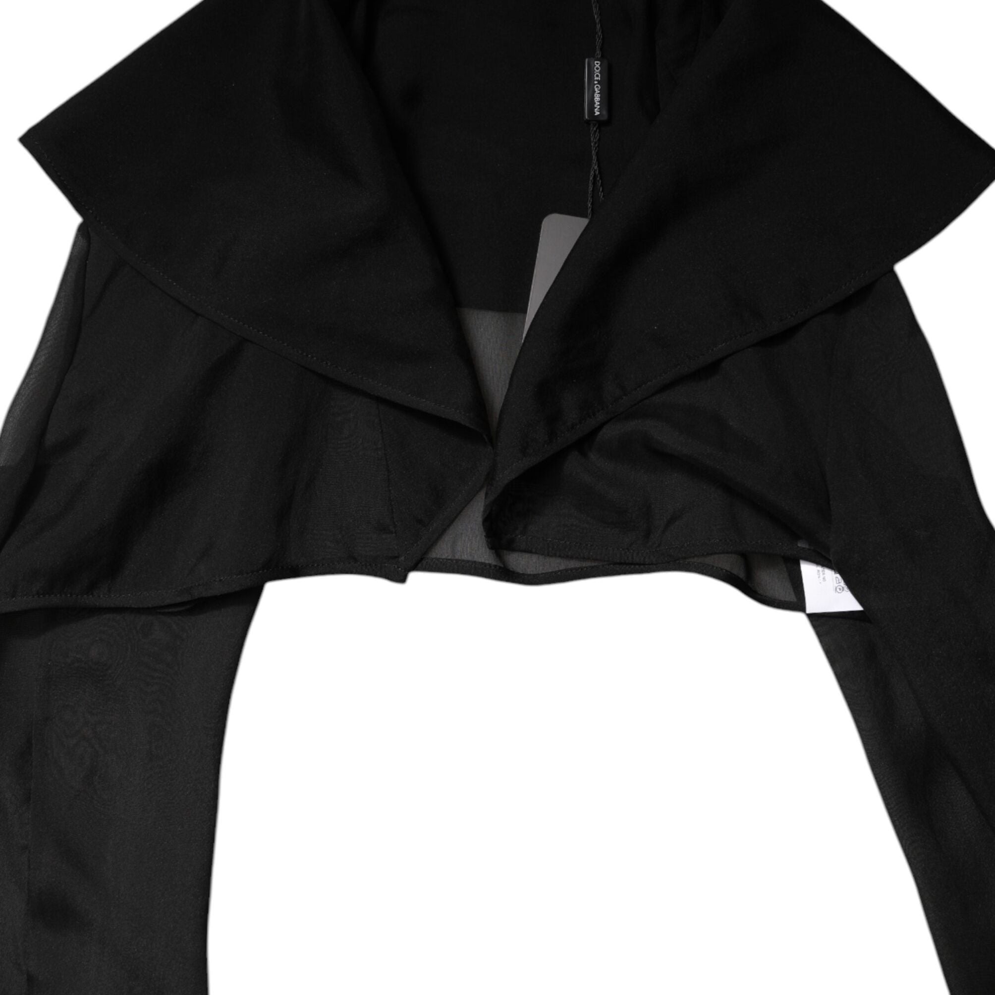 Dolce & Gabbana Black Silk Sheer Long Sleeves Blouse Top