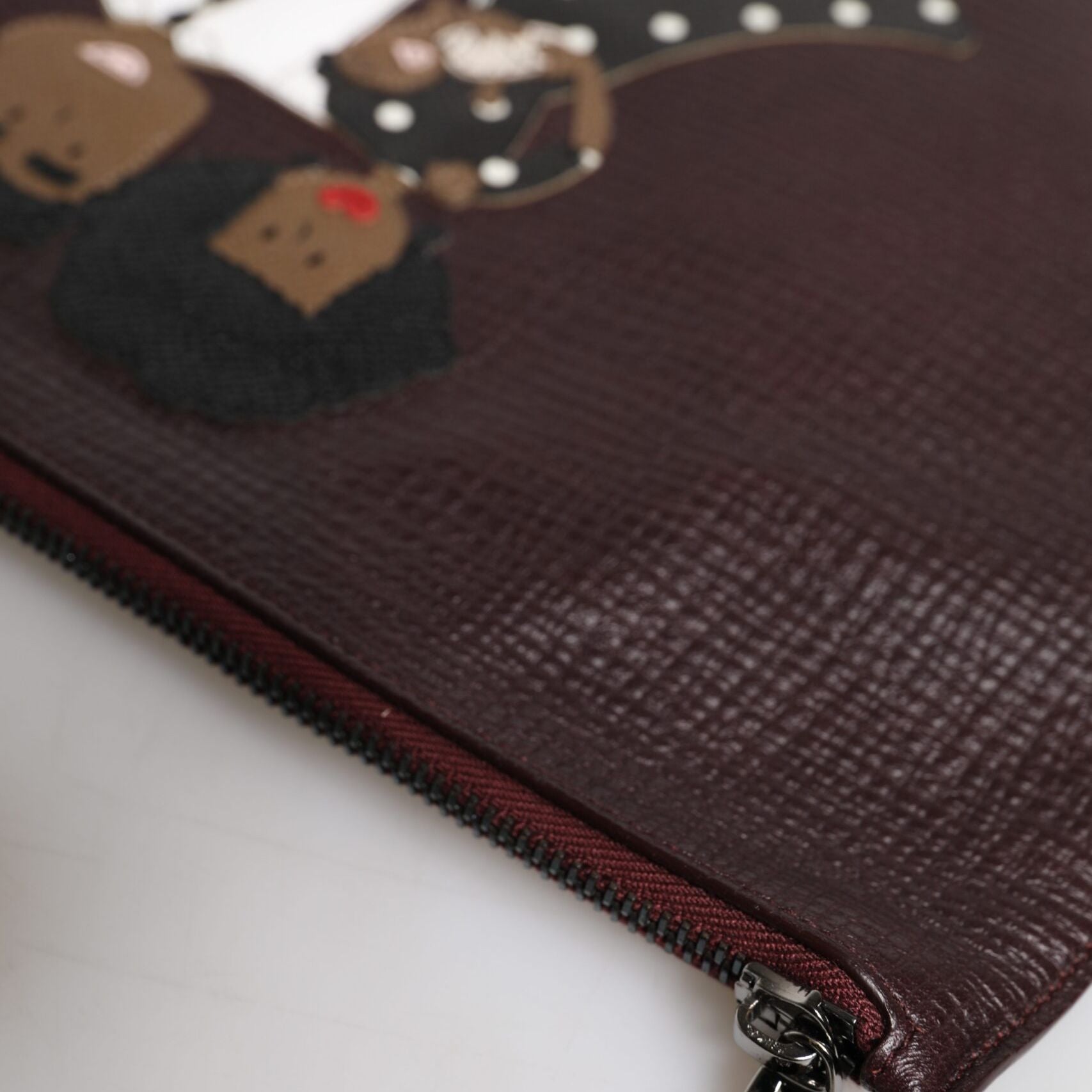 Dolce & Gabbana Brown Leather #DGFAMILY Embellished Men Clutch Pouch Bag