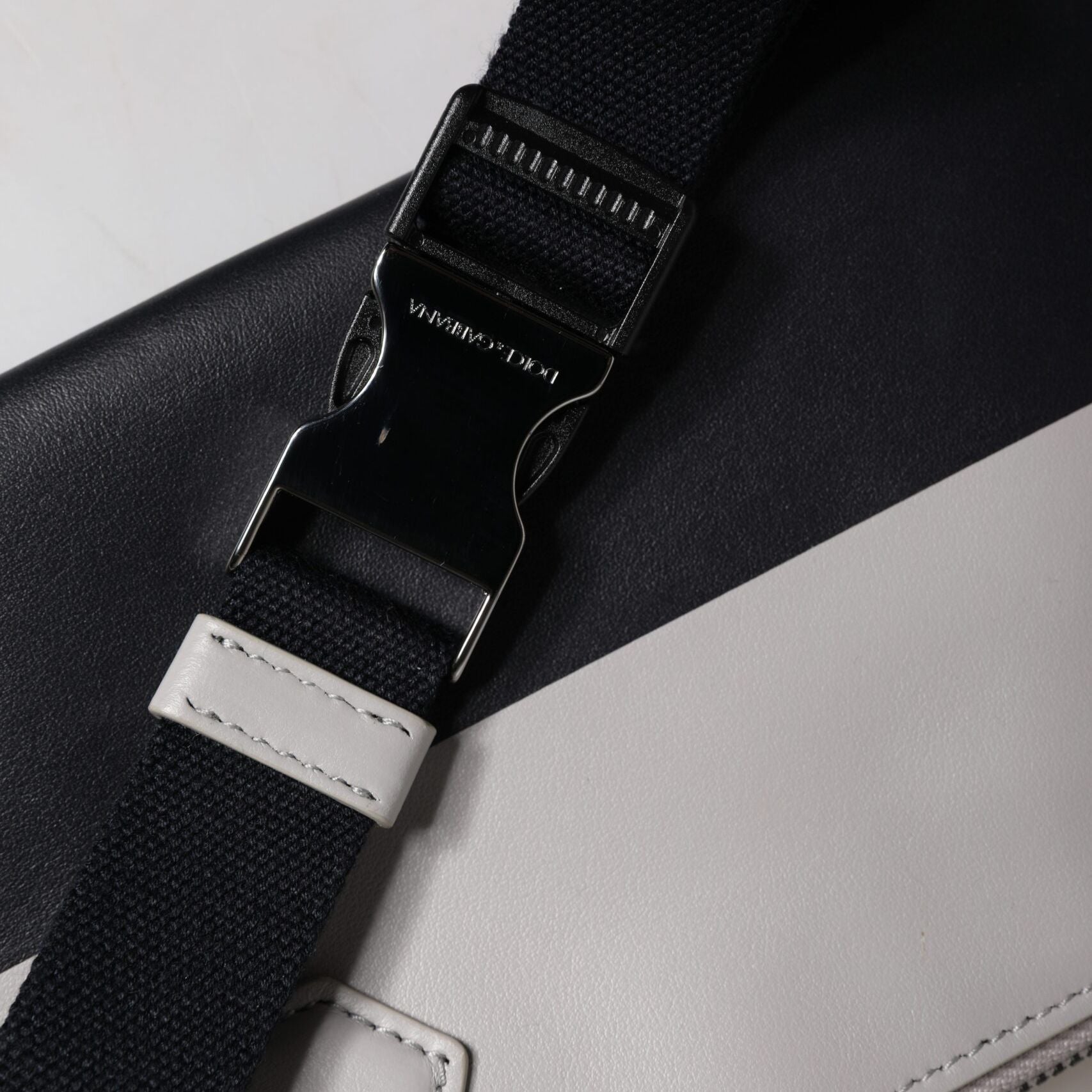 Dolce & Gabbana Black White Leather Logo Embossed Crossbody Bag