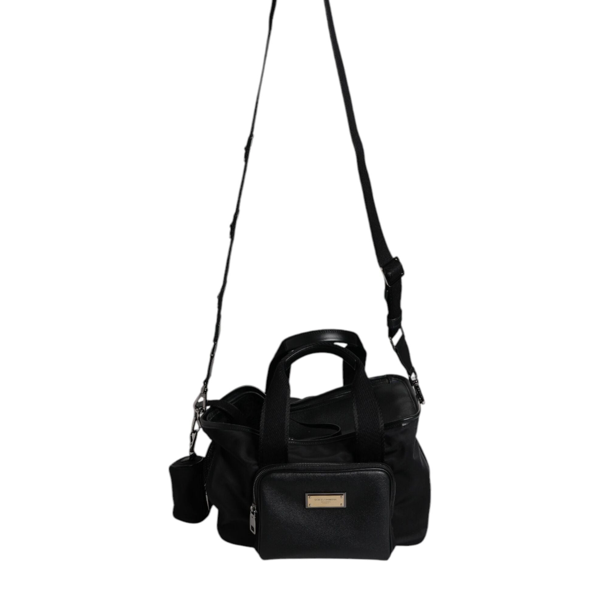 Dolce & Gabbana Black Shoulder Strap Pet Carry Logo Plaque Bag