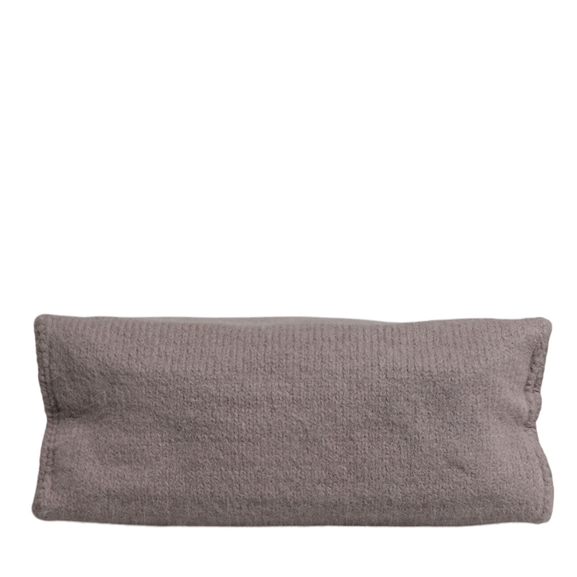 Dolce & Gabbana Grey Alpaca Wool Logo Plaque Tote Shoulder Bag