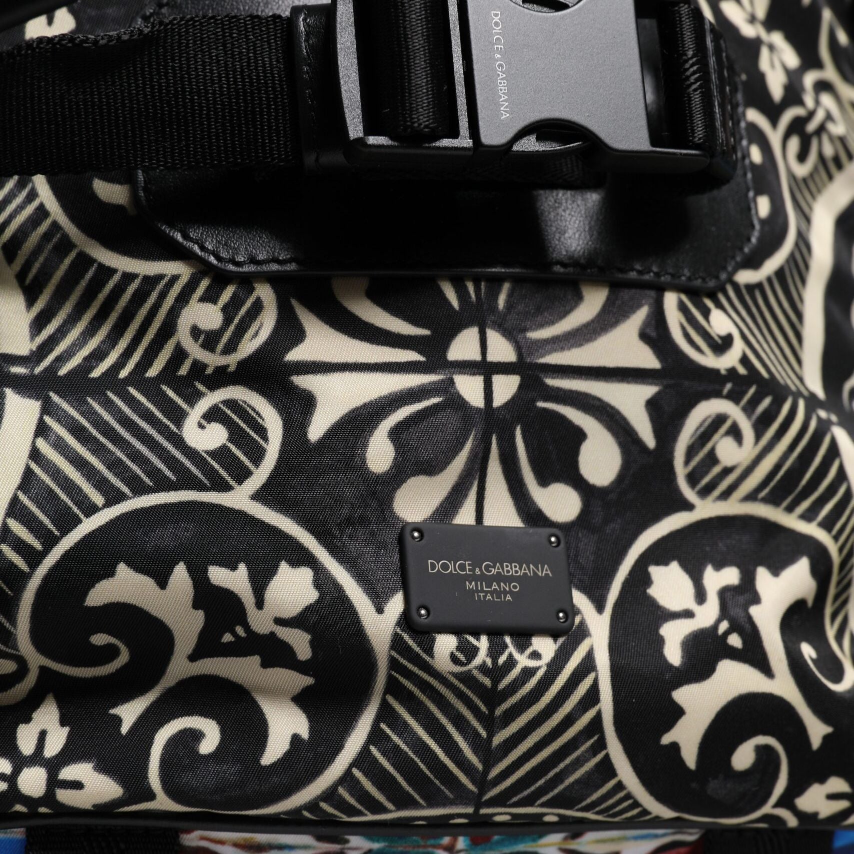 Dolce & Gabbana Multicolor Maiolica Print Nylon Backpack Bag
