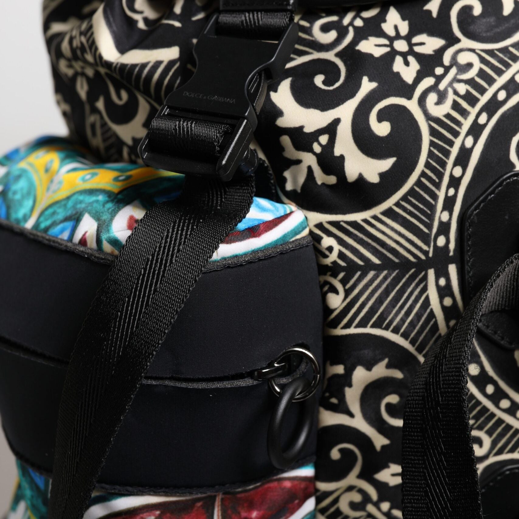 Dolce & Gabbana Multicolor Maiolica Print Nylon Backpack Bag