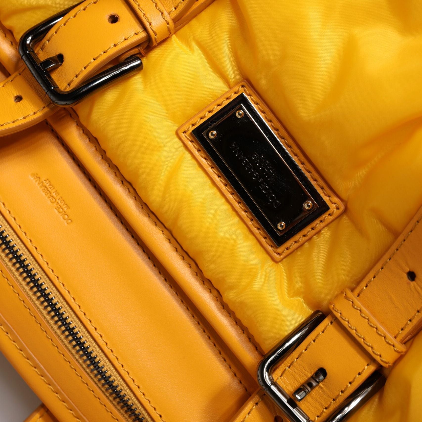 Dolce & Gabbana Yellow Orange Nylon Logo Plaque Hand Shoulder Duffle Bag